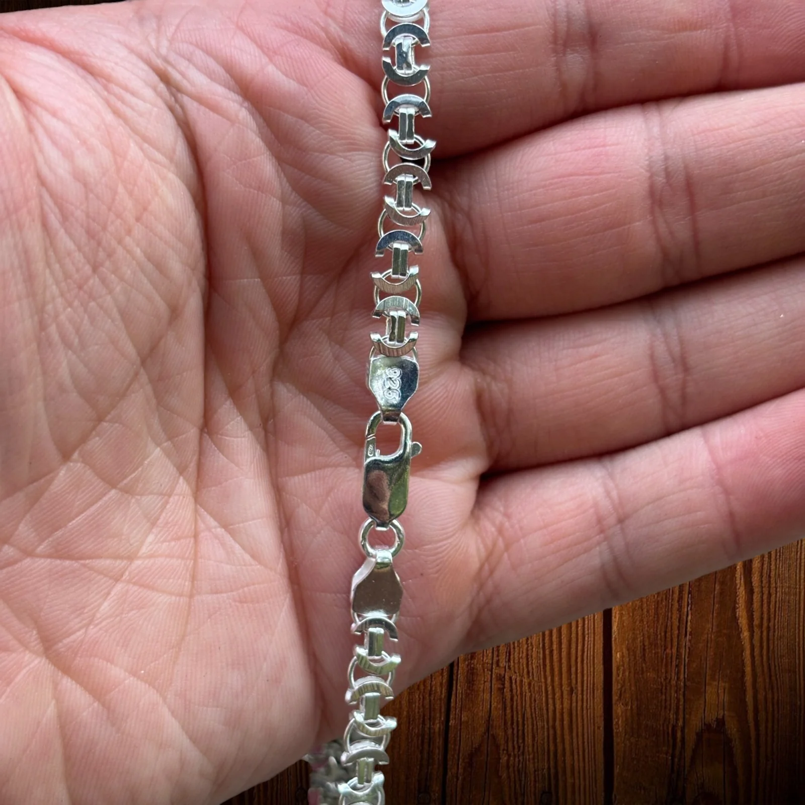 925 Sterling Silver 5mm Flat Byzantine Chain Necklace - Image 5