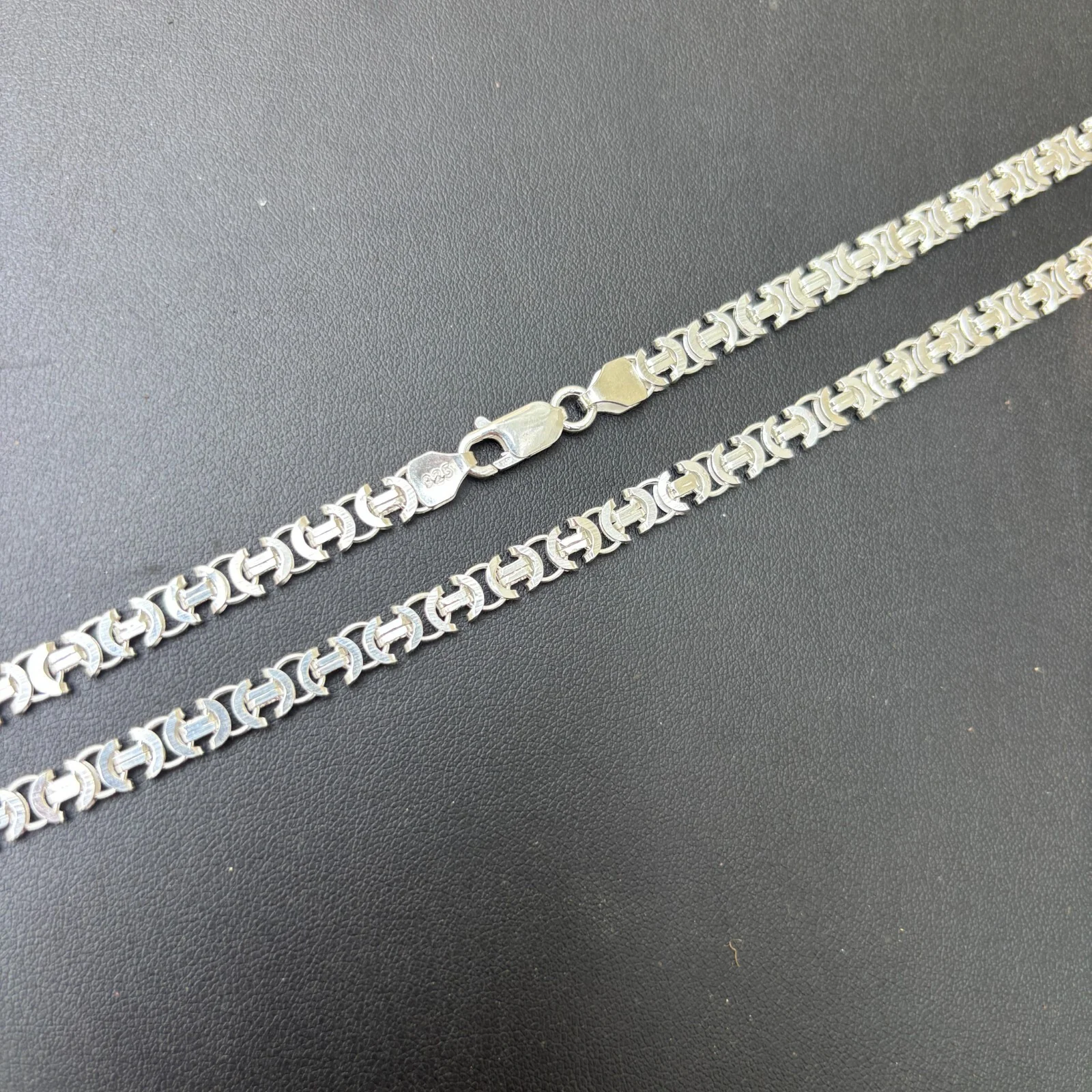 925 Sterling Silver 5mm Flat Byzantine Chain Necklace - Image 6