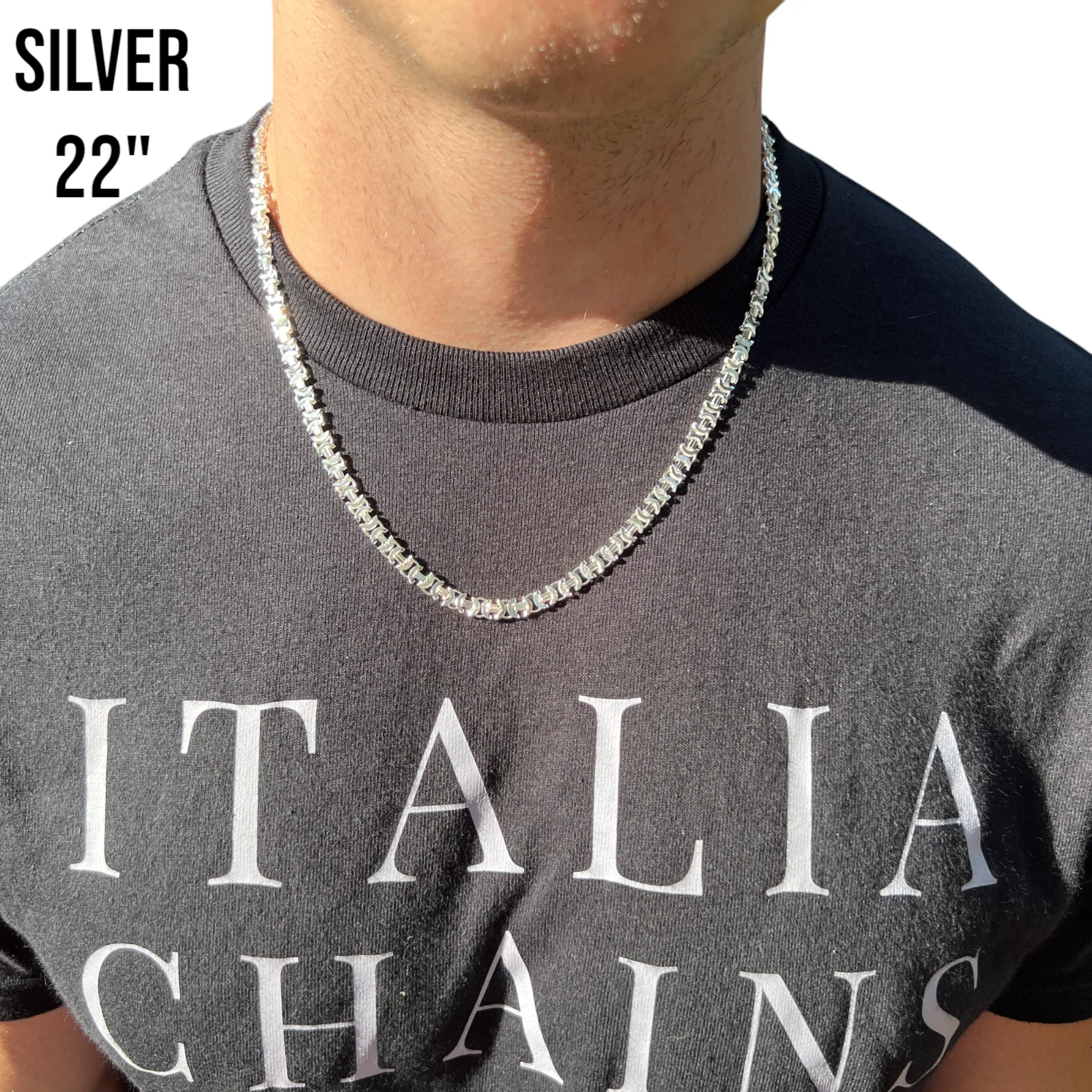 925 Sterling Silver 5mm Flat Byzantine Chain Necklace - Image 8