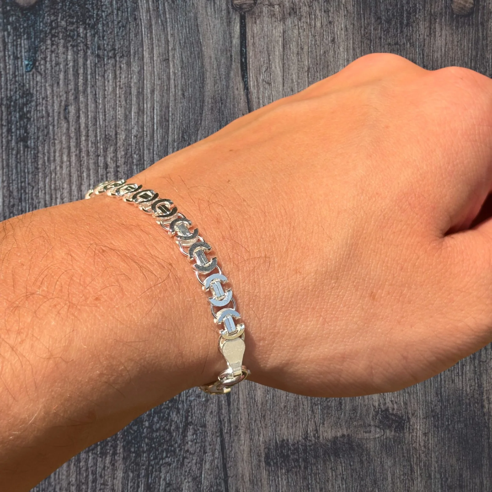 925 Sterling Silver 5mm Flat Byzantine Bracelet - Image 10