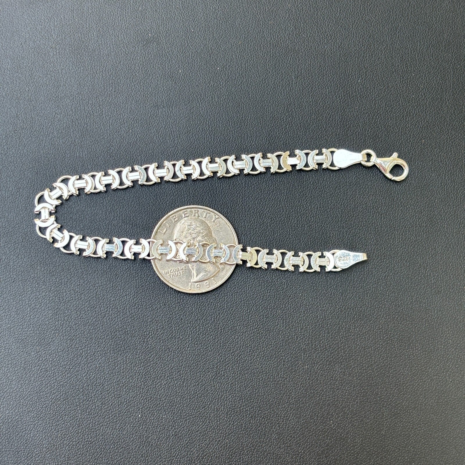 925 Sterling Silver 5mm Flat Byzantine Bracelet - Image 11