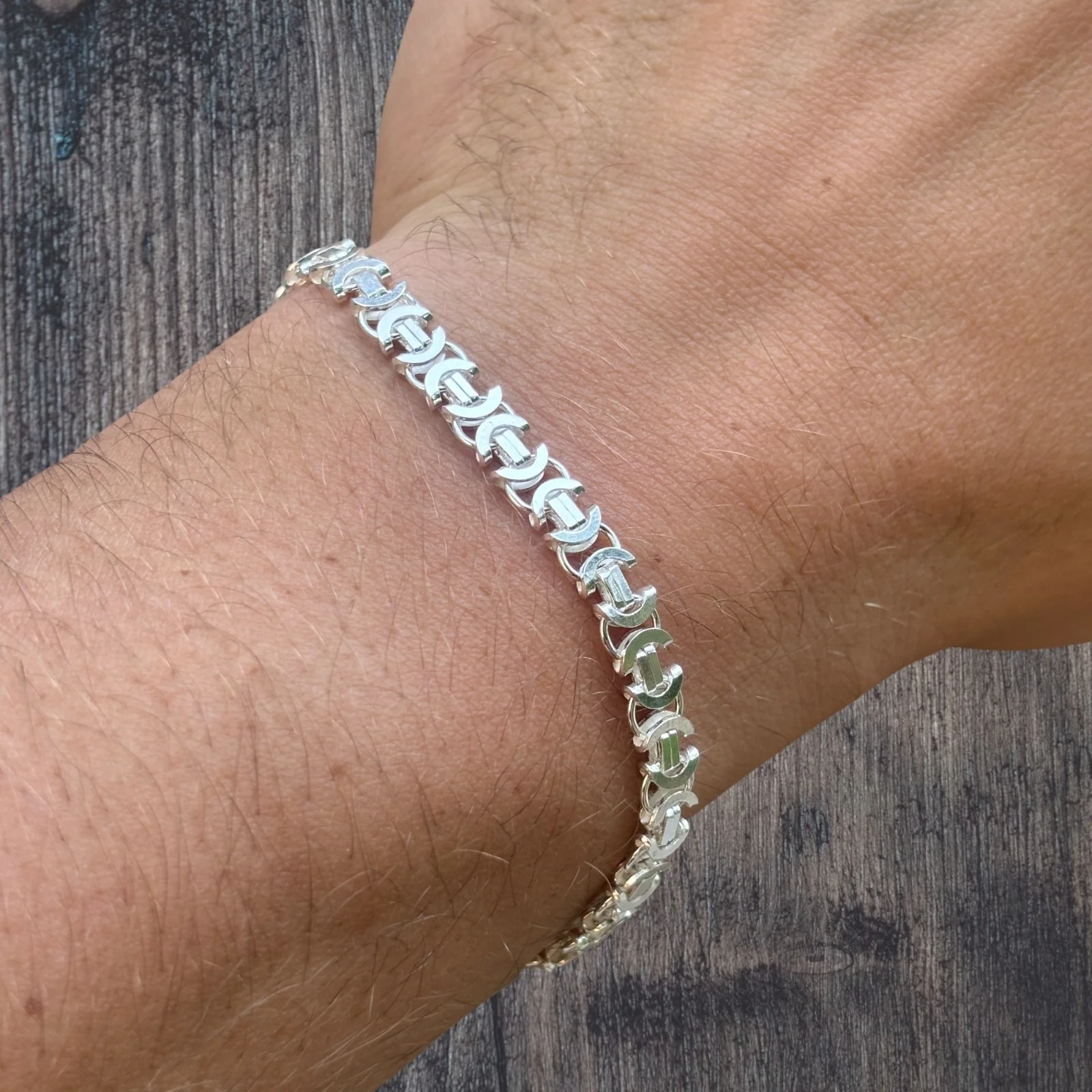 925 Sterling Silver 5mm Flat Byzantine Bracelet - Image 4