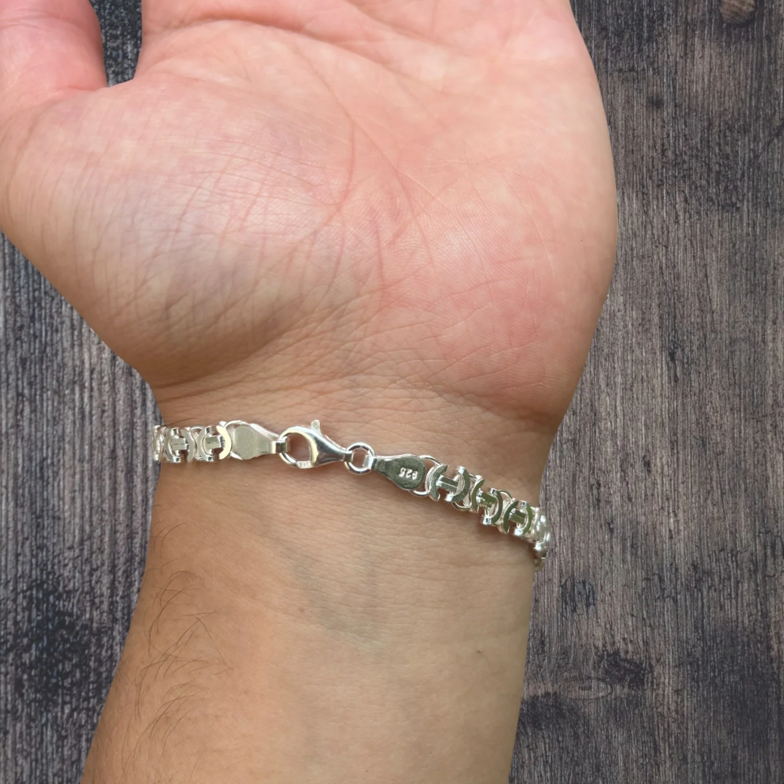 925 Sterling Silver 5mm Flat Byzantine Bracelet - Image 5