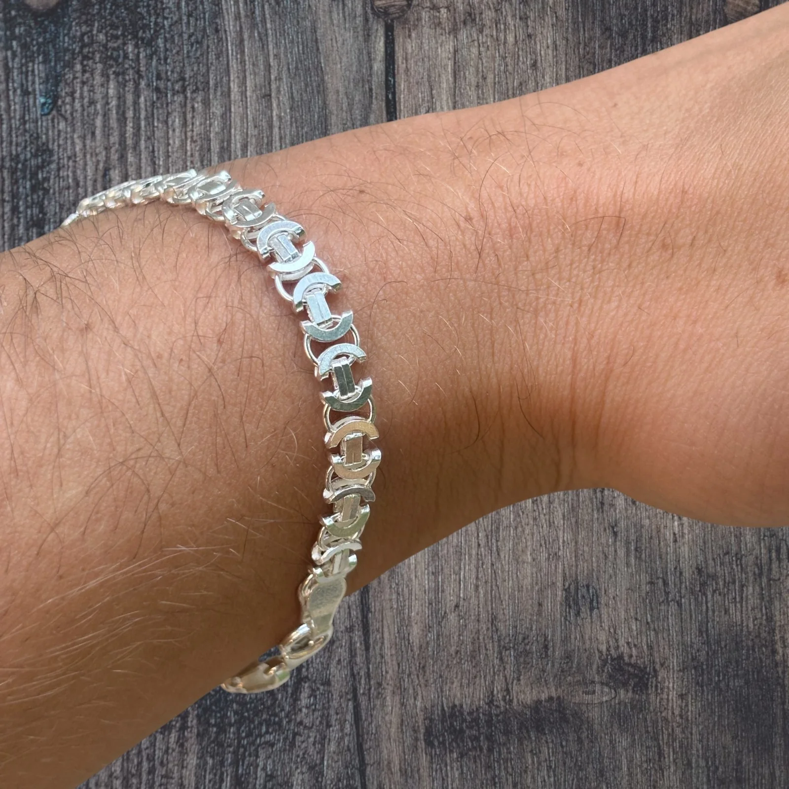 925 Sterling Silver 5mm Flat Byzantine Bracelet - Image 6