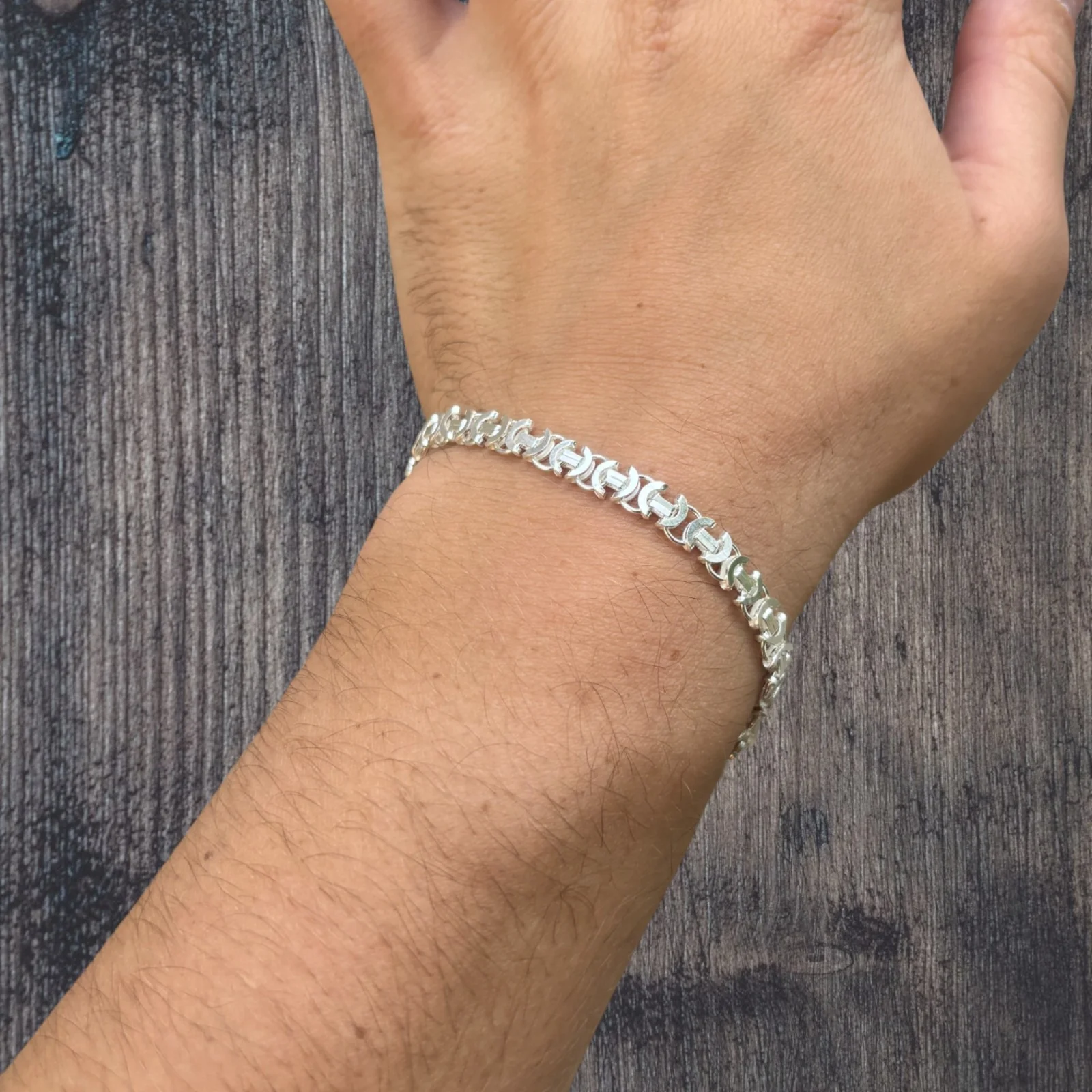 925 Sterling Silver 5mm Flat Byzantine Bracelet - Image 8