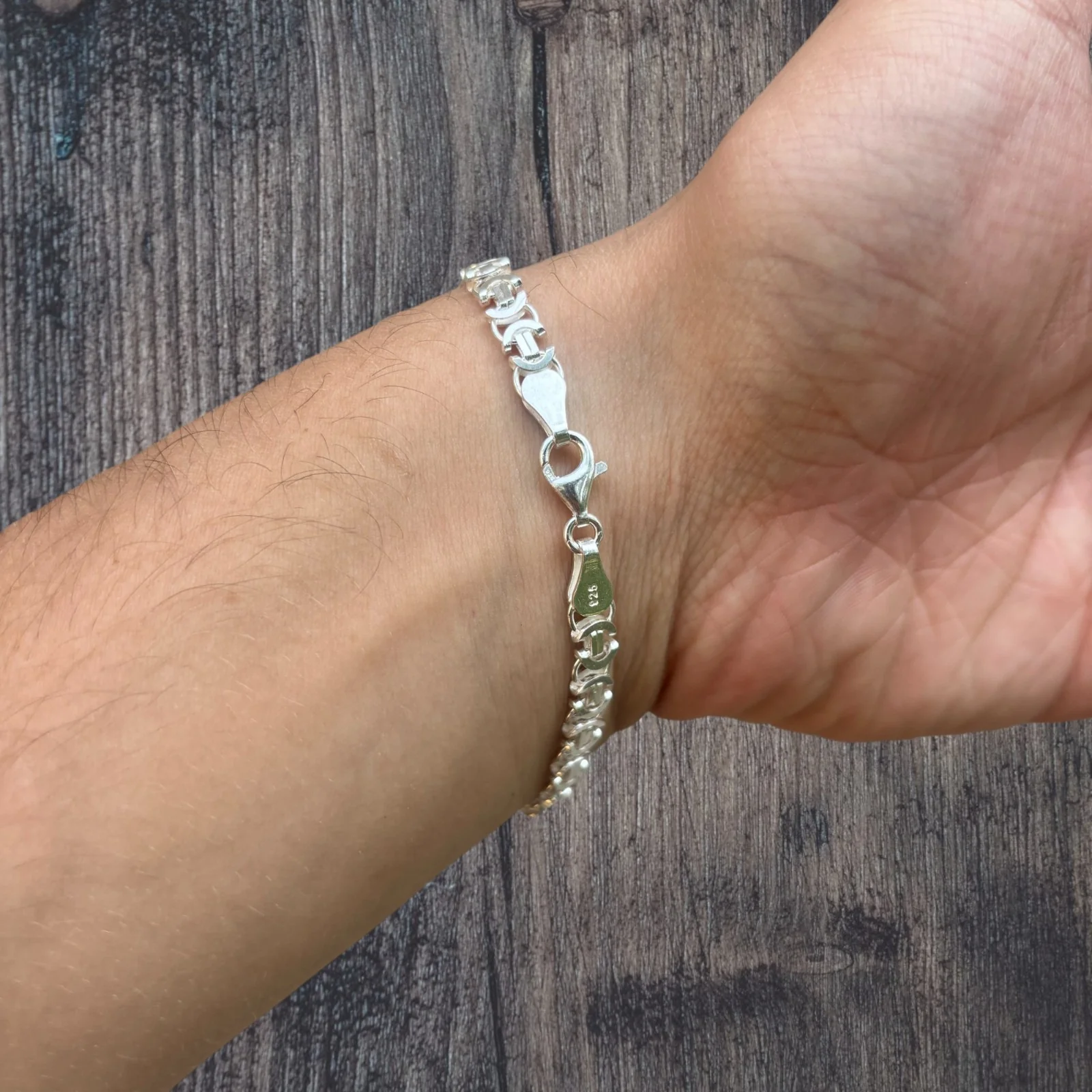 925 Sterling Silver 5mm Flat Byzantine Bracelet - Image 9