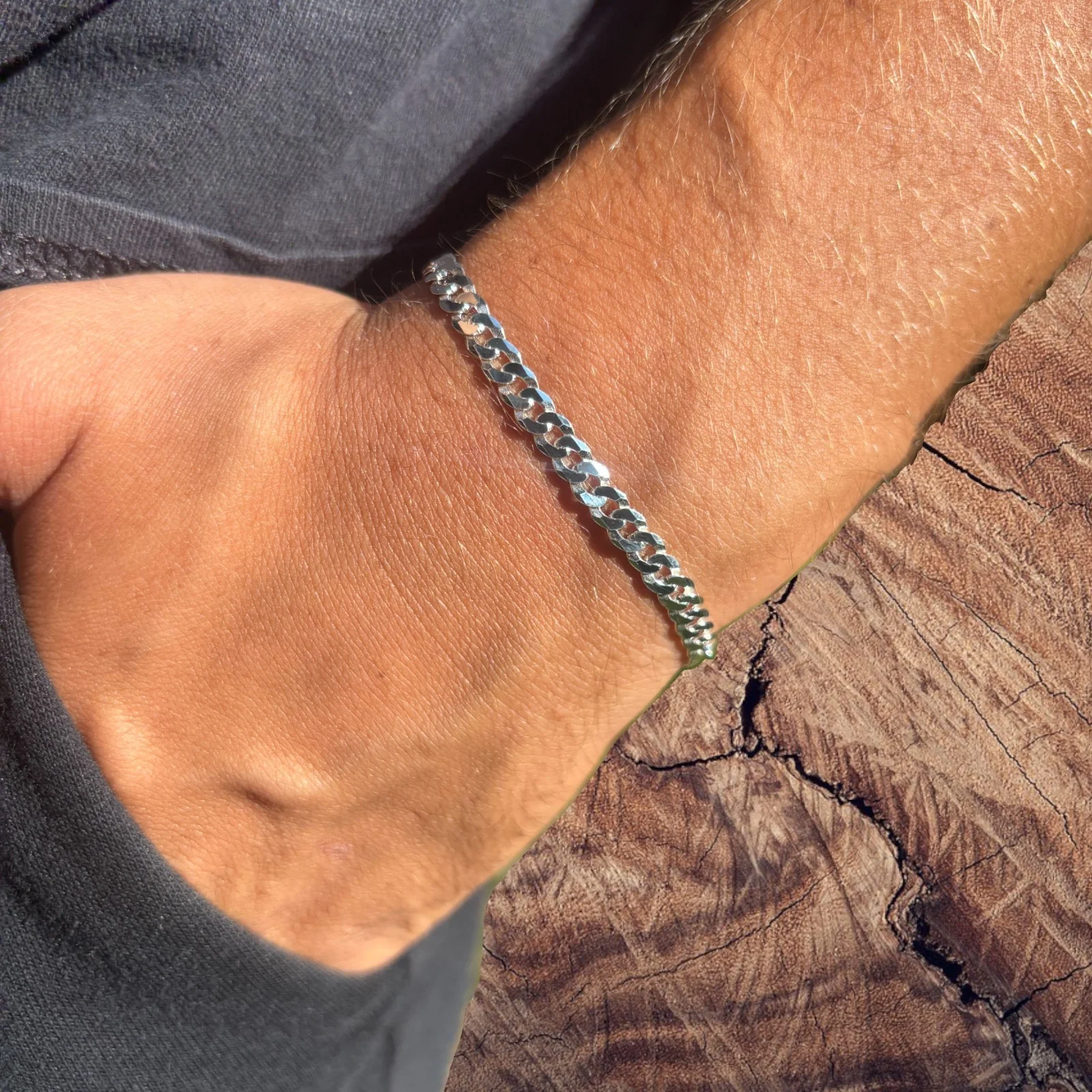 925 Sterling Silver 5mm Flat Curb Bracelet - Image 10