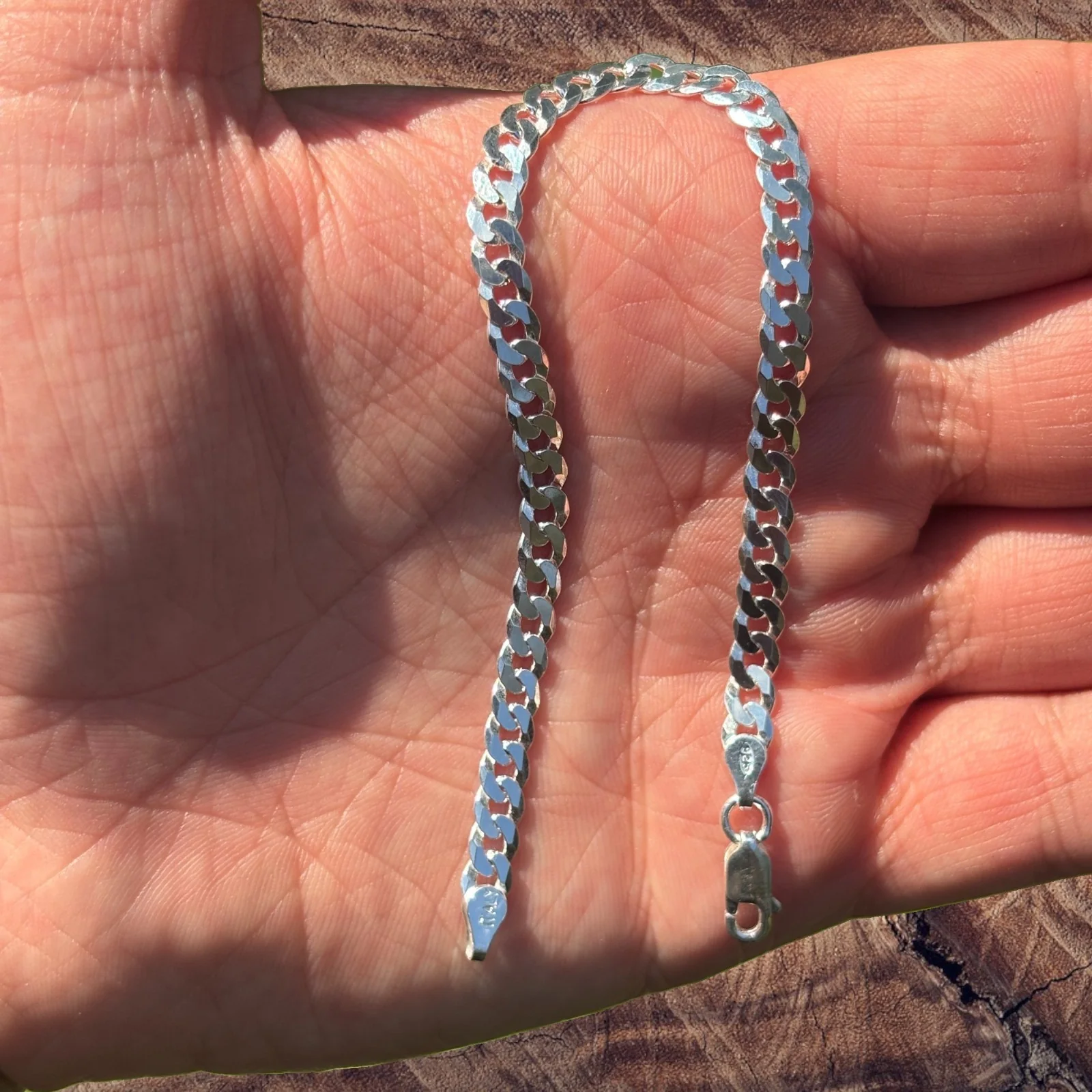 925 Sterling Silver 5mm Flat Curb Bracelet - Image 5