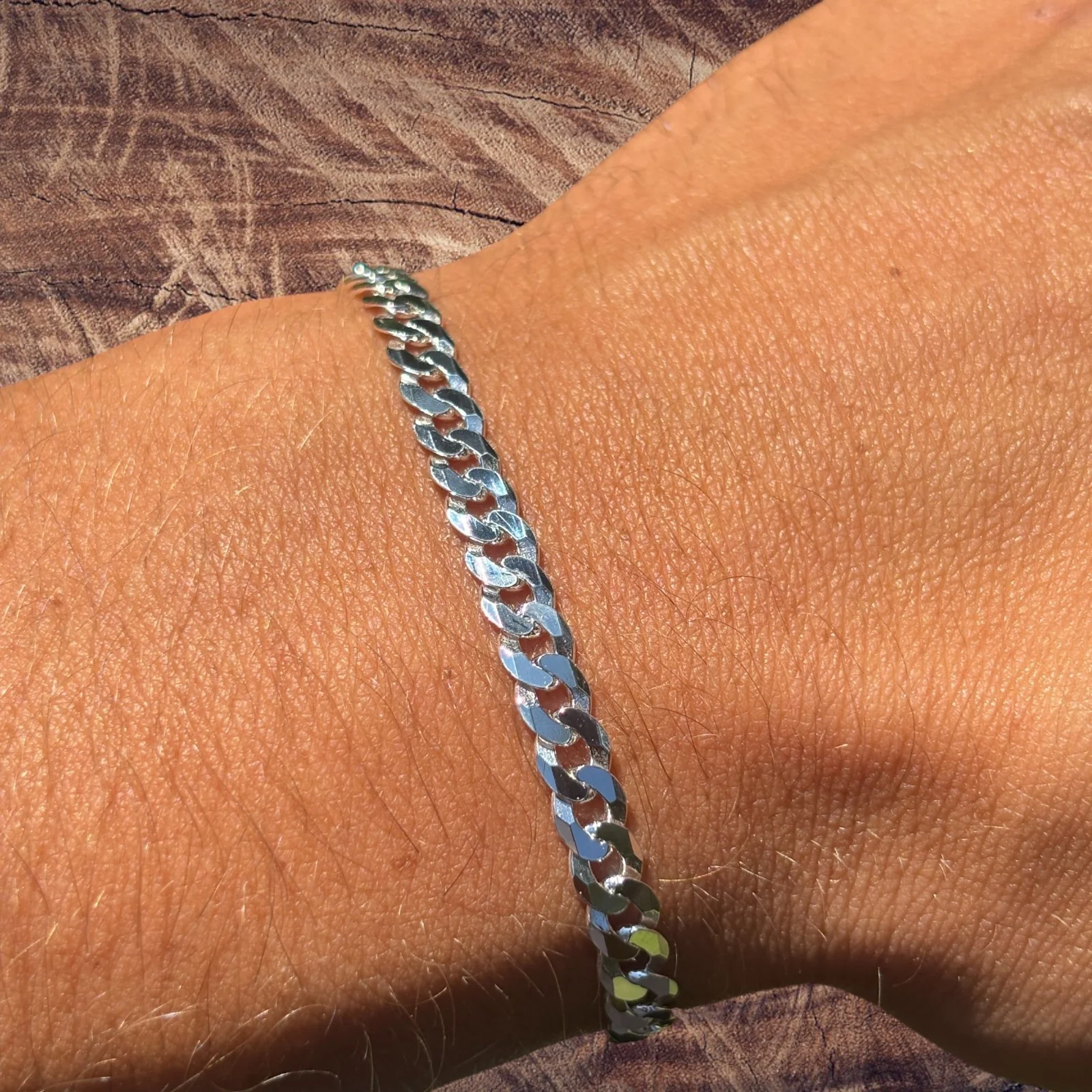 925 Sterling Silver 5mm Flat Curb Bracelet - Image 7