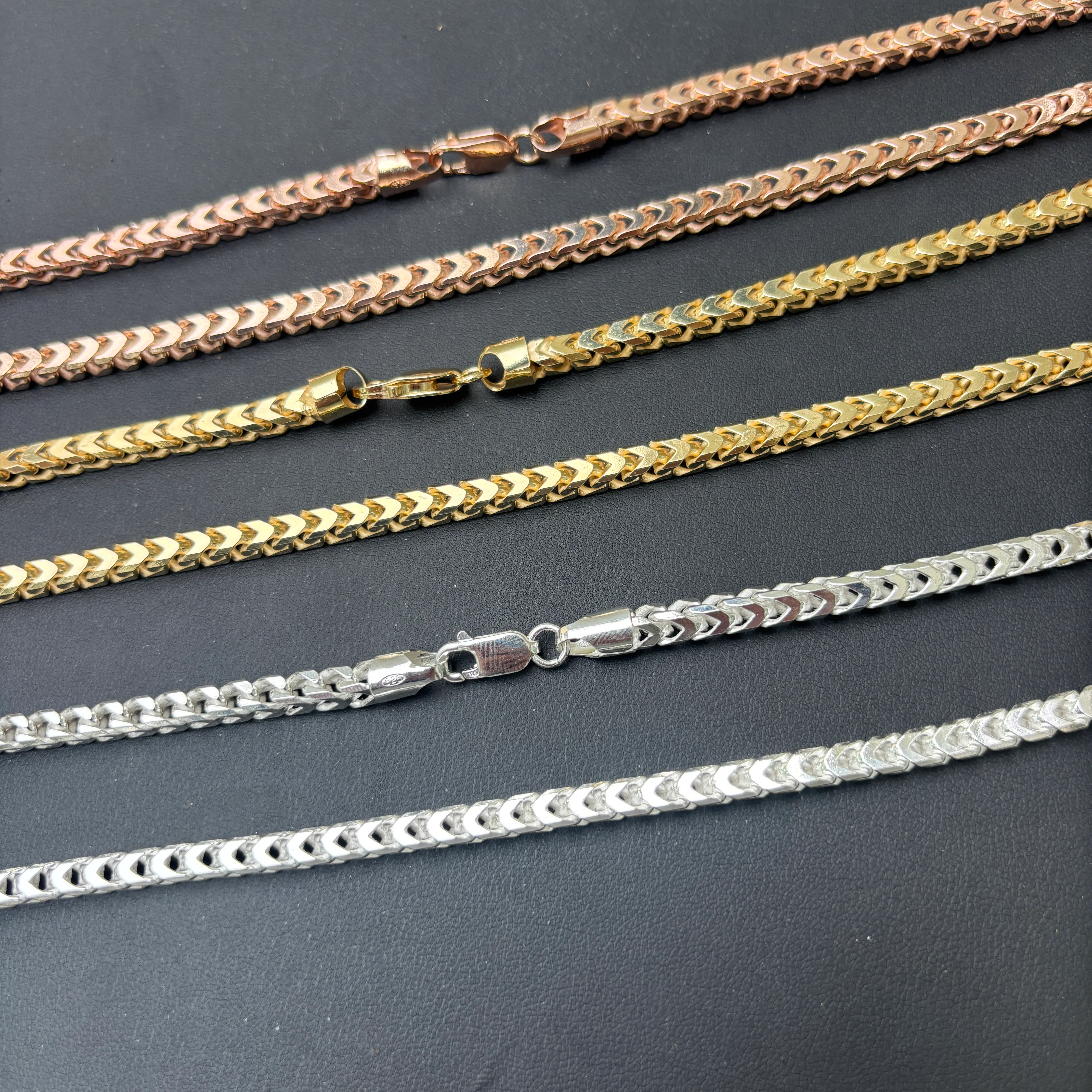 925 Sterling Silver 5mm Franco Chain Necklace - Image 10