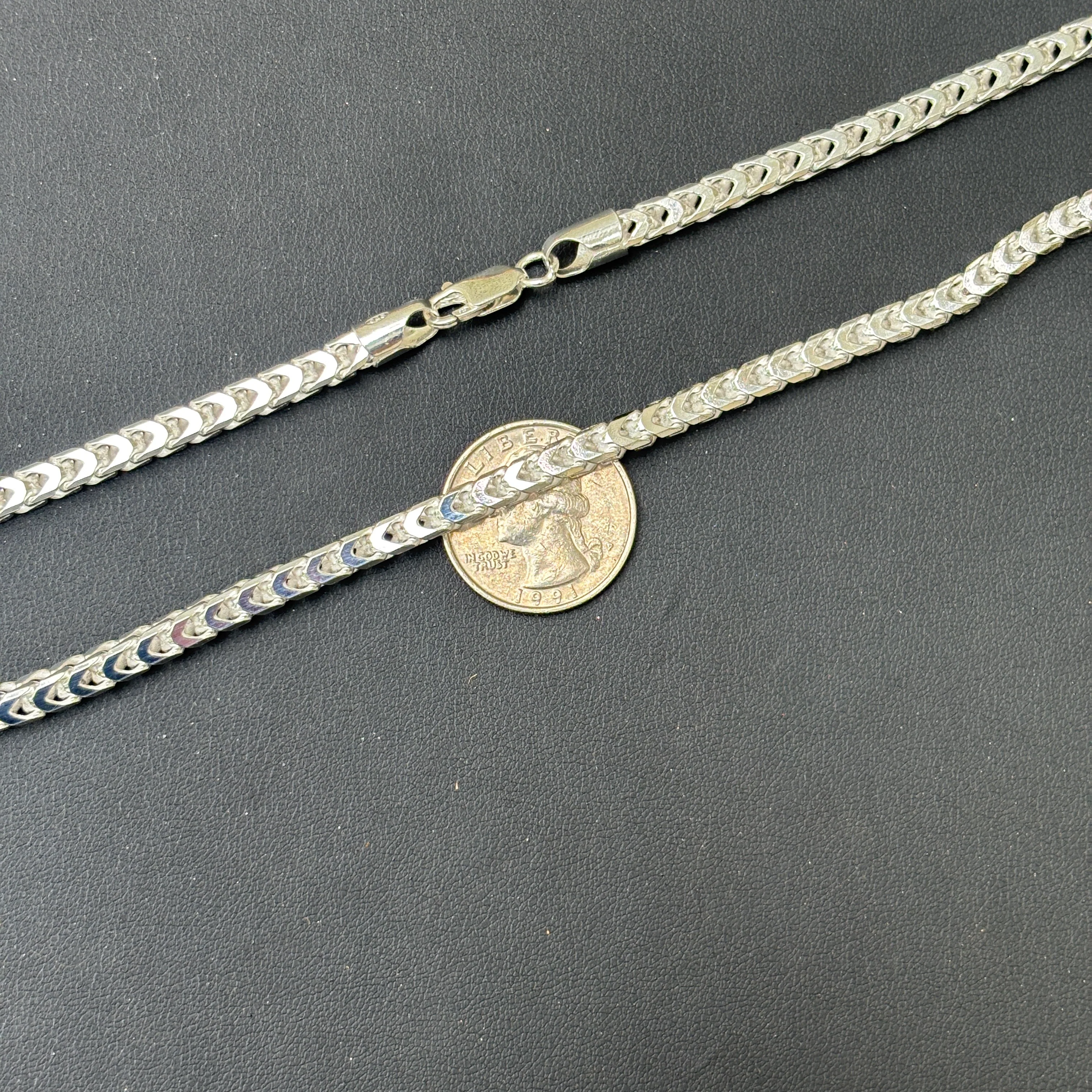 925 Sterling Silver 5mm Franco Chain Necklace - Image 12
