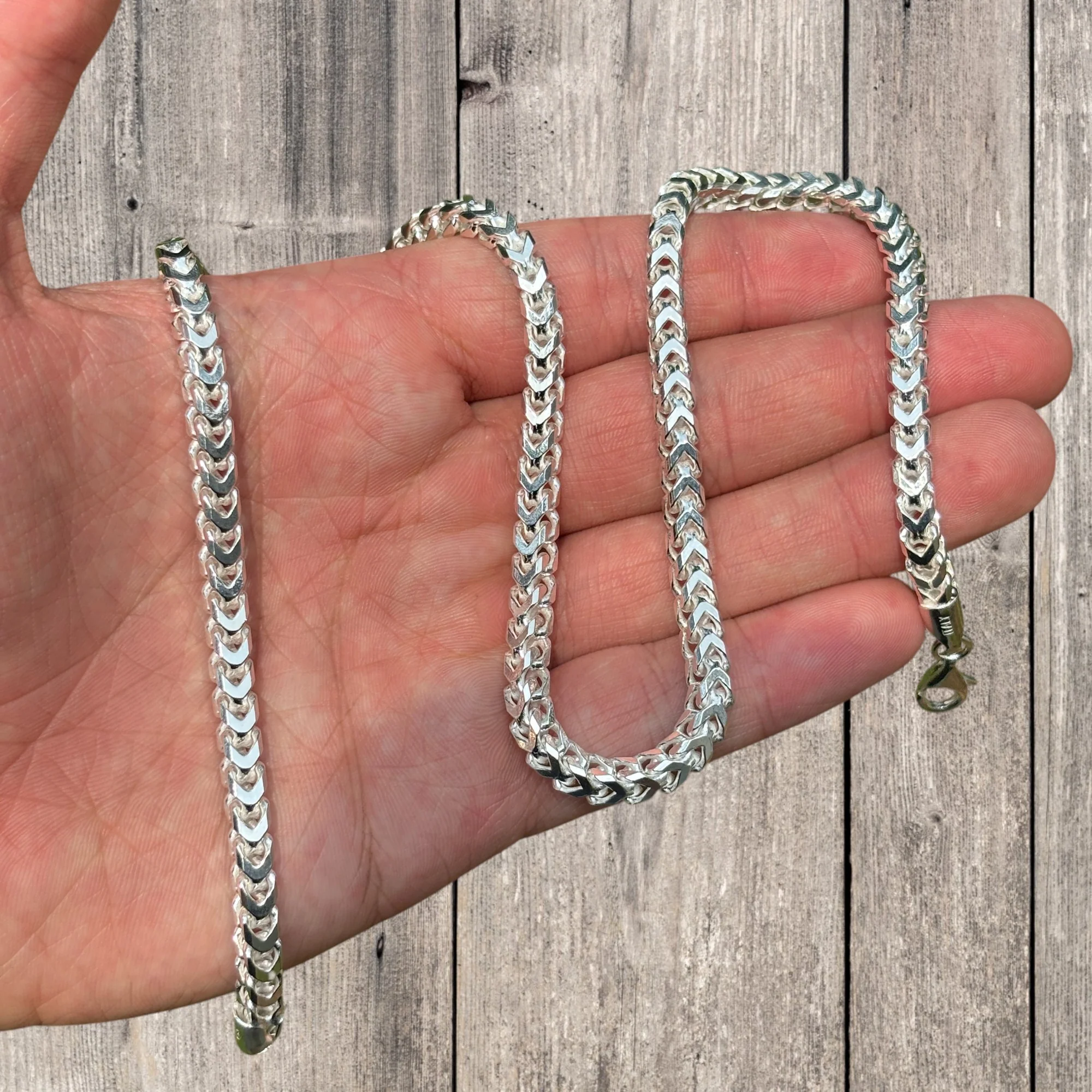 925 Sterling Silver 5mm Franco Chain Necklace - Image 5