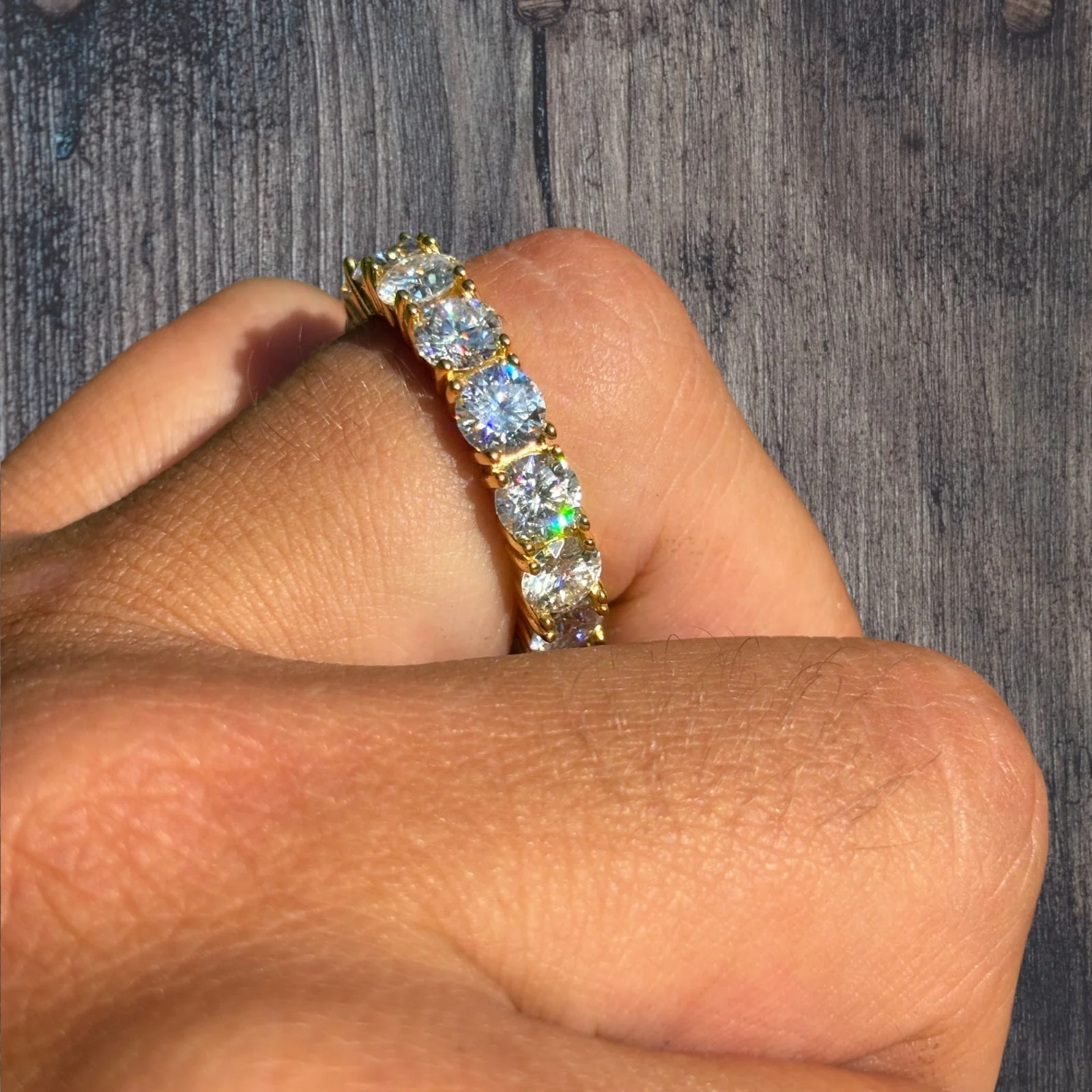 925 Sterling Silver 5mm Moissanite Wedding Band Eternity Ring - Image 10