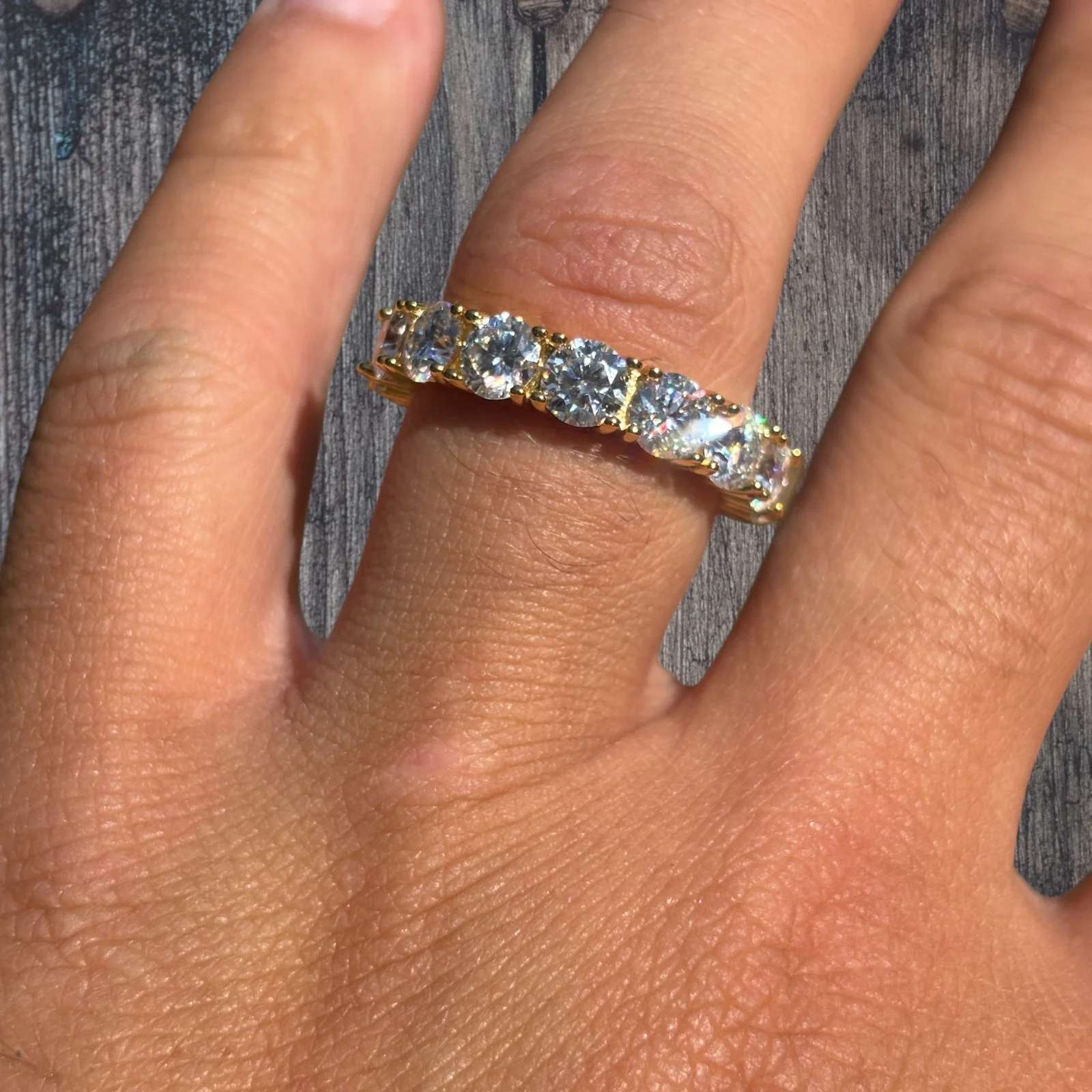 925 Sterling Silver 5mm Moissanite Wedding Band Eternity Ring - Image 12