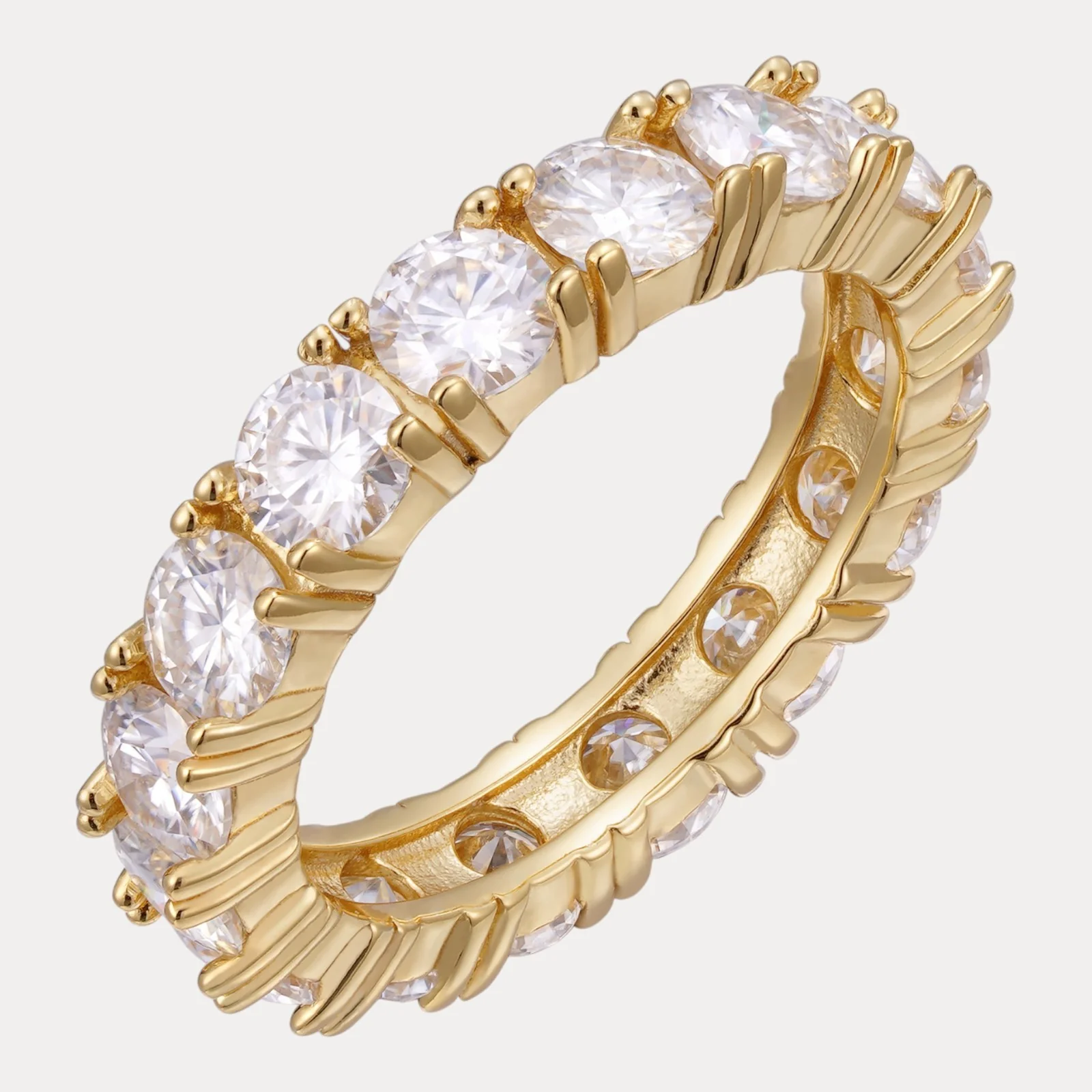 925 Sterling Silver 5mm Moissanite Wedding Band Eternity Ring - Image 2