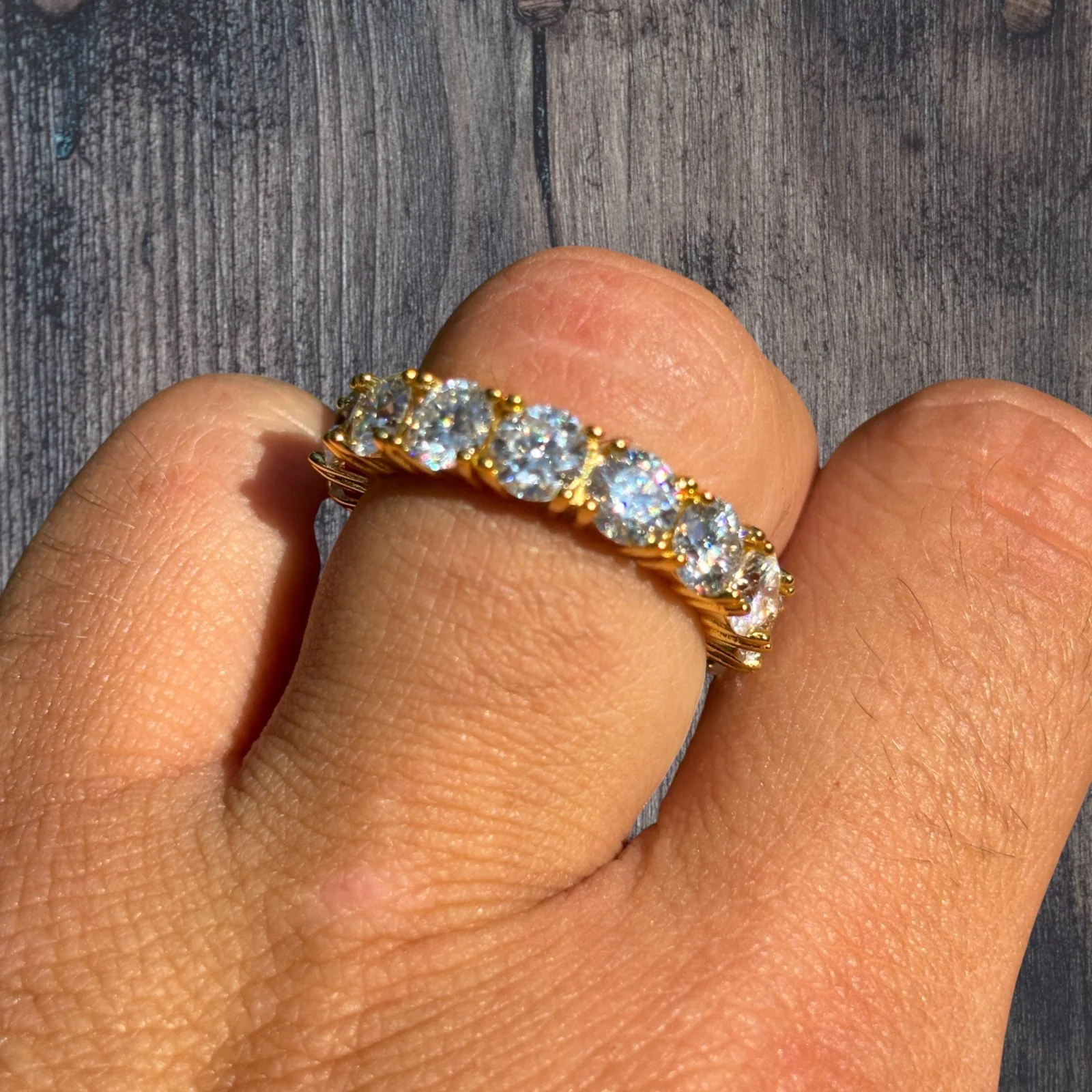 925 Sterling Silver 5mm Moissanite Wedding Band Eternity Ring - Image 9