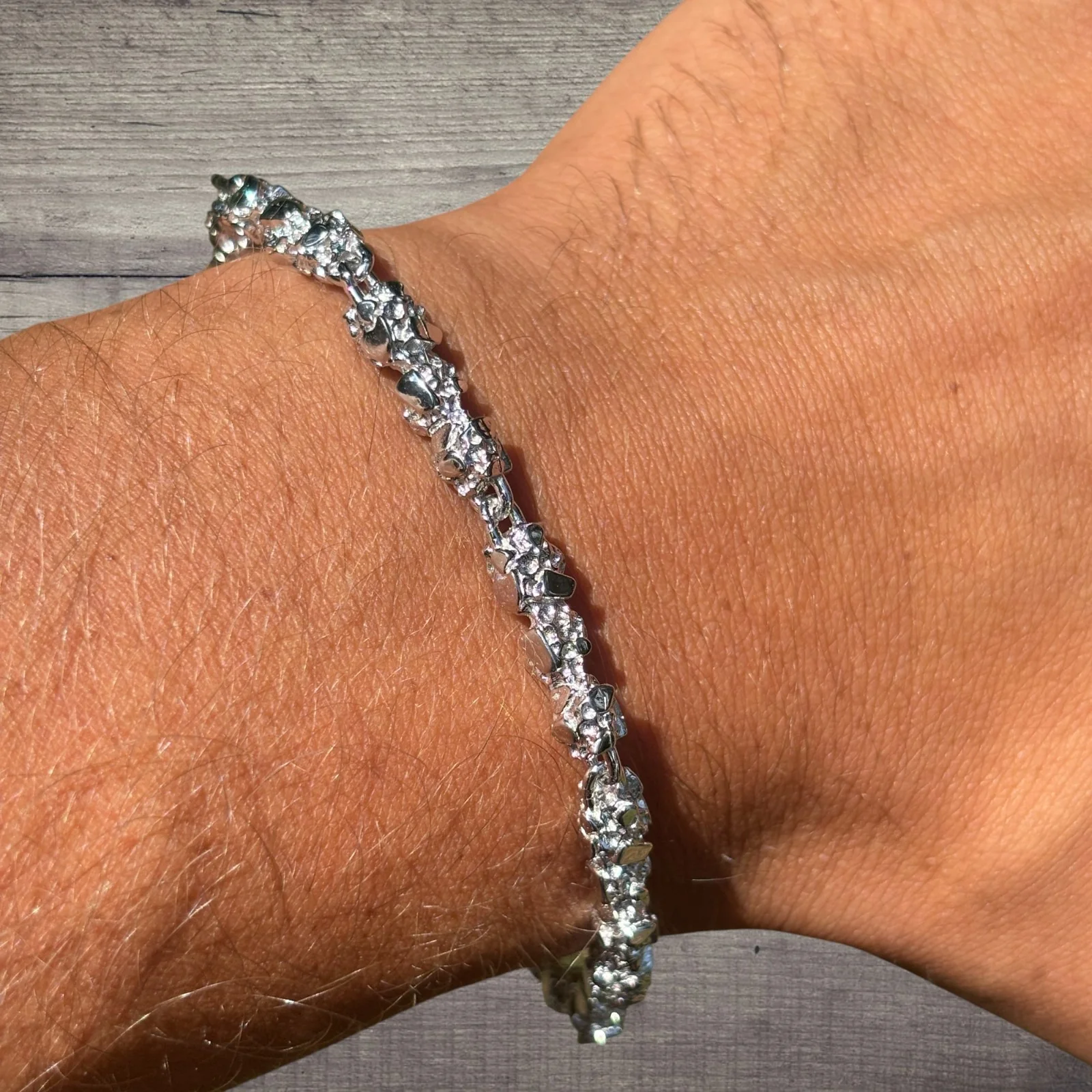 925 Sterling Silver 5mm Nugget Bracelet - Image 6