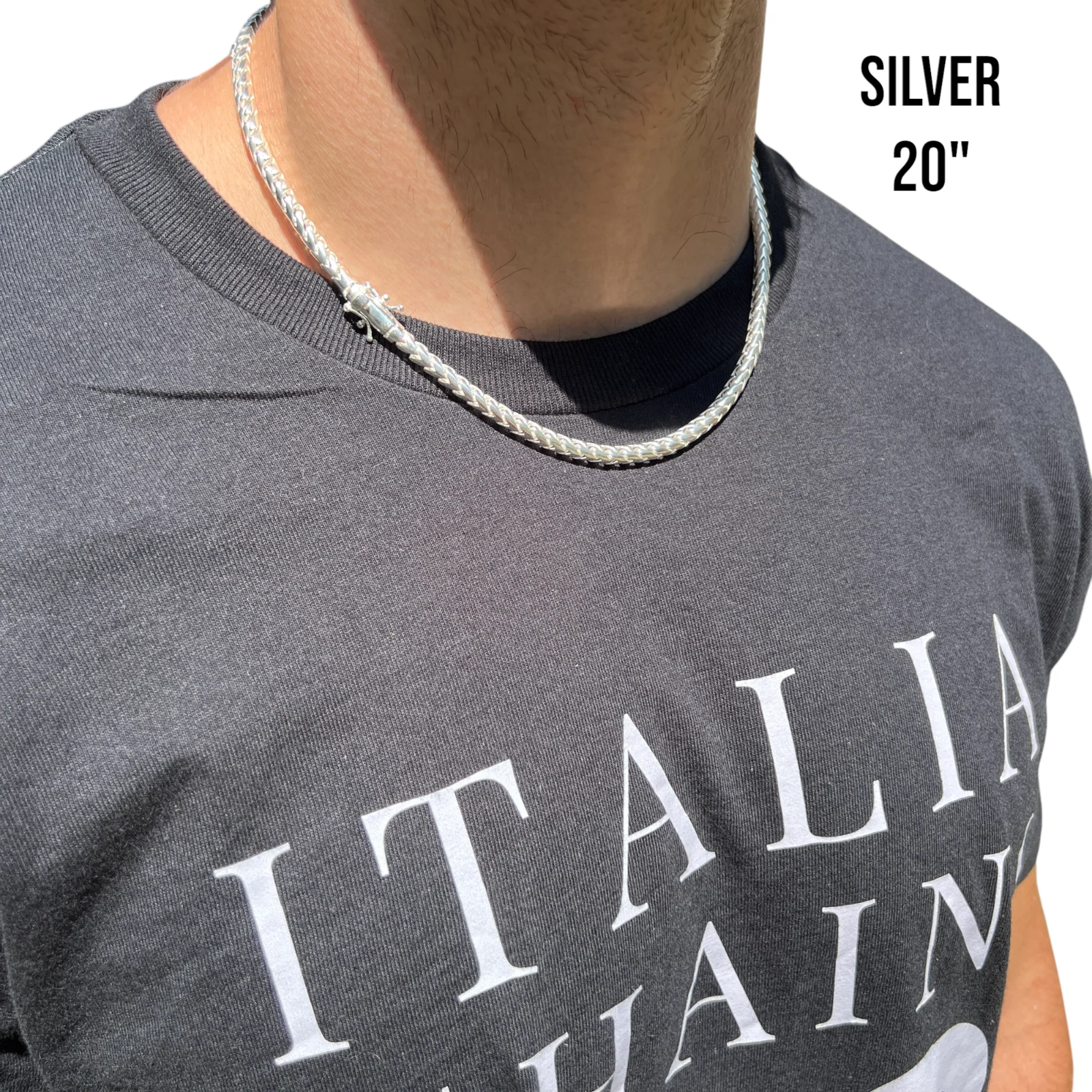 925 Sterling Silver 5mm Rounded Franco Chain Necklace - Image 11