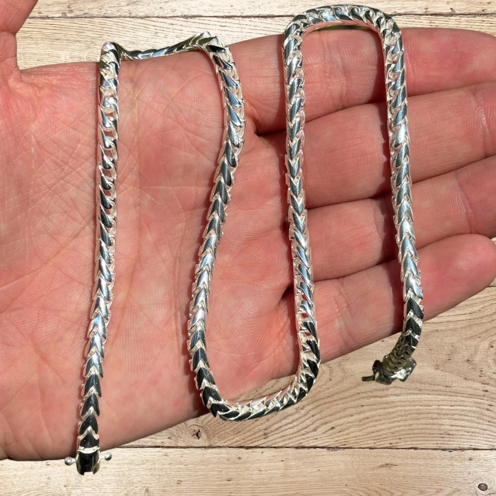925 Sterling Silver 5mm Rounded Franco Chain Necklace - Image 5