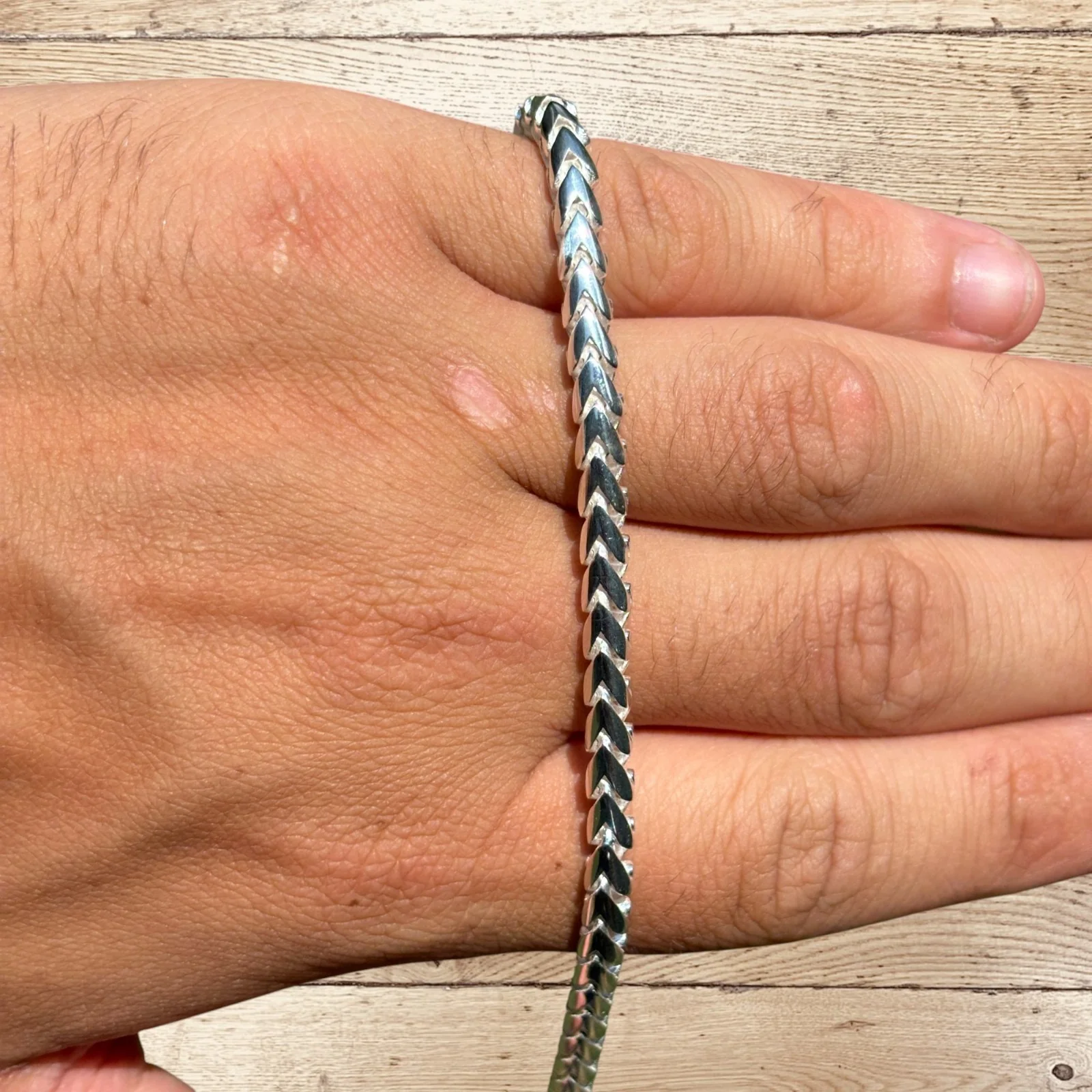 925 Sterling Silver 5mm Rounded Franco Chain Necklace - Image 7