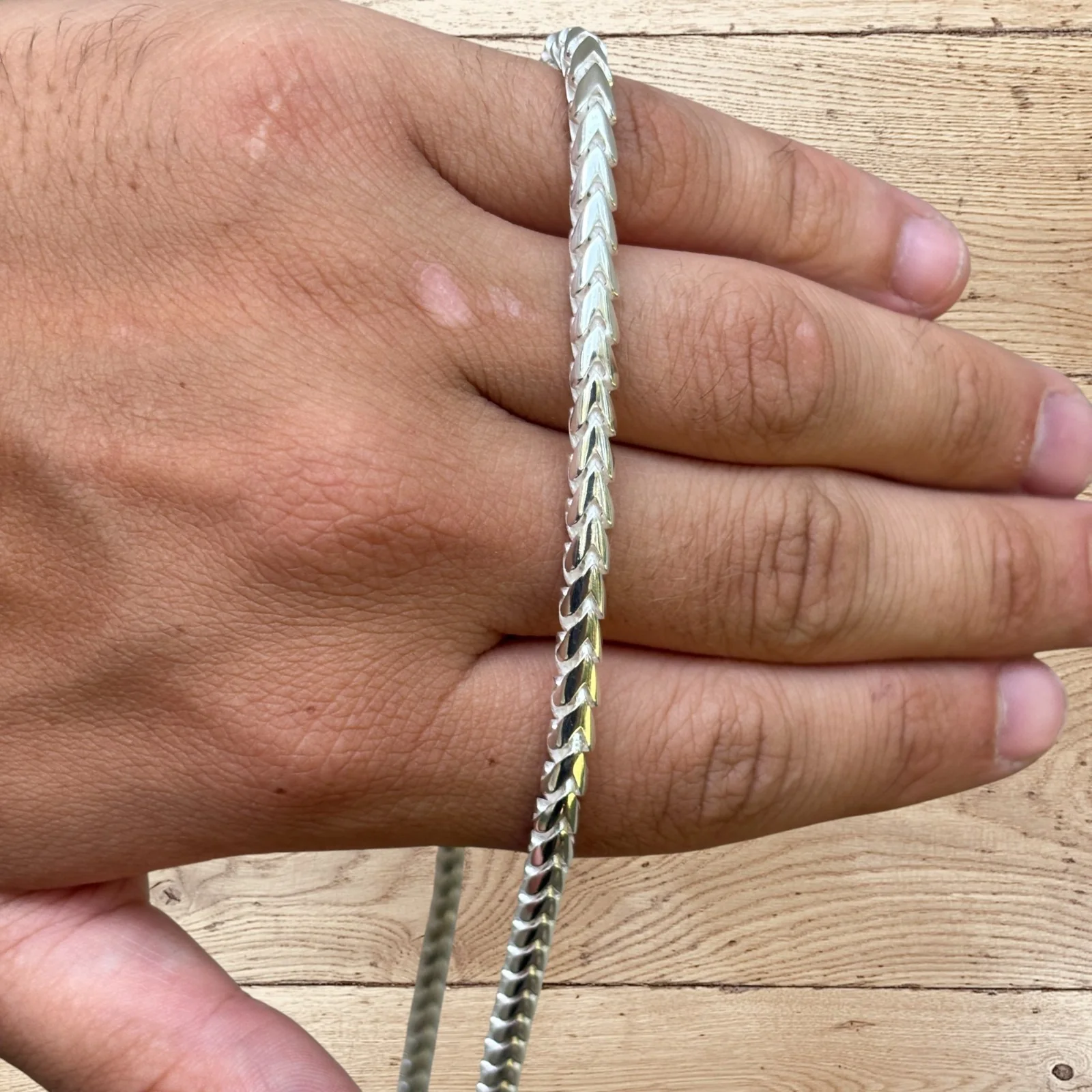 925 Sterling Silver 5mm Rounded Franco Chain Necklace - Image 8