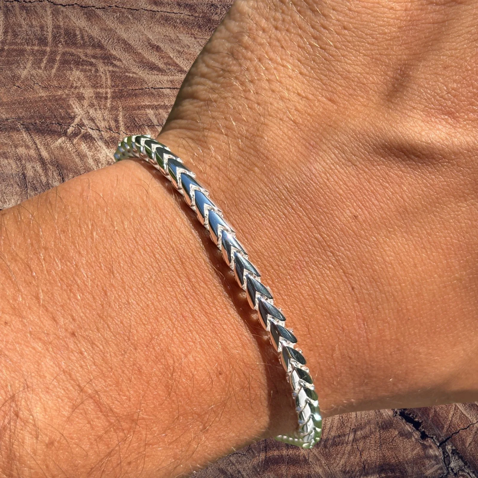 925 Sterling Silver 5mm Rounded Franco Bracelet W. Box Clasp - Image 3