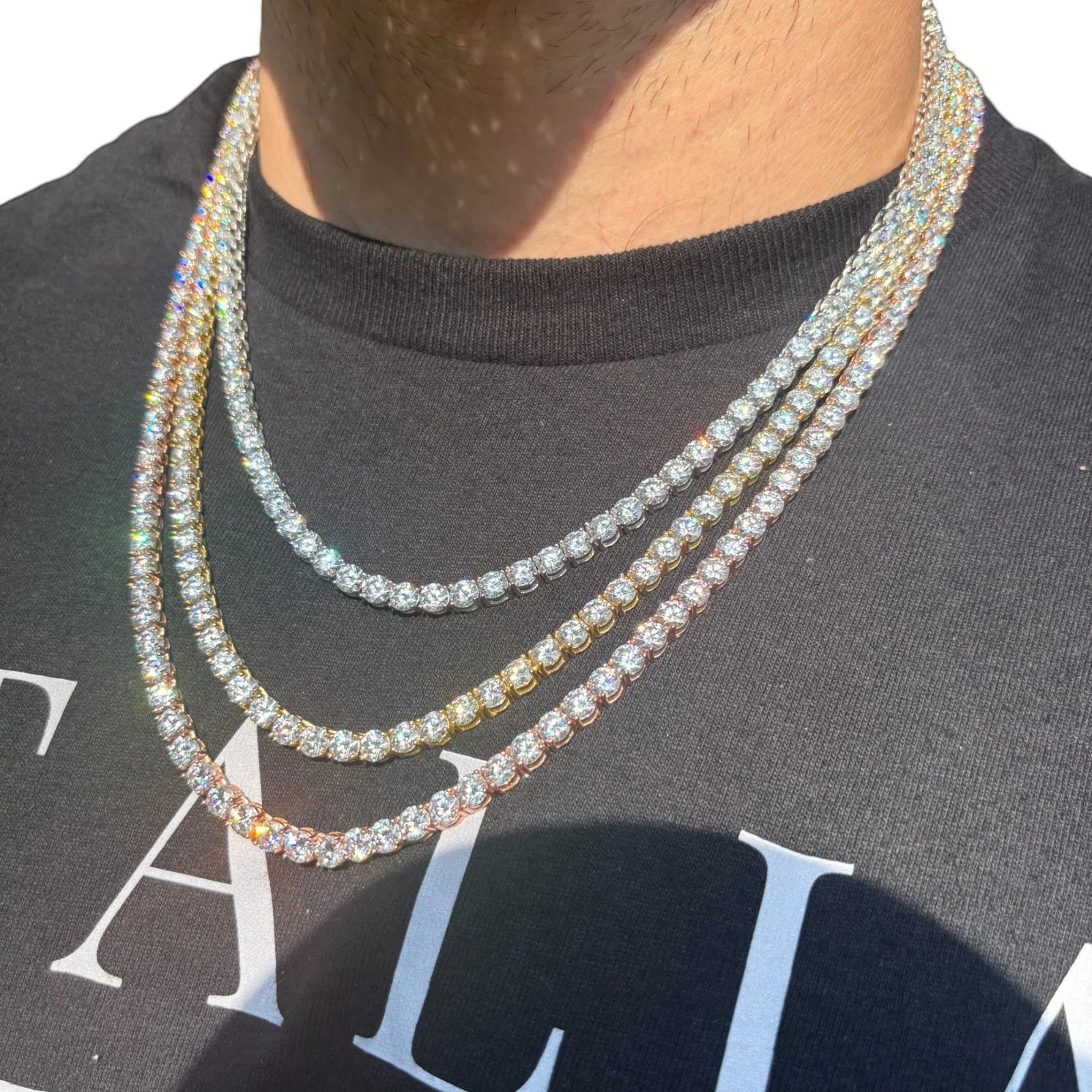 925 Sterling Silver 5mm Tennis Chain Necklace - CZ Or Moissanite - Image 13