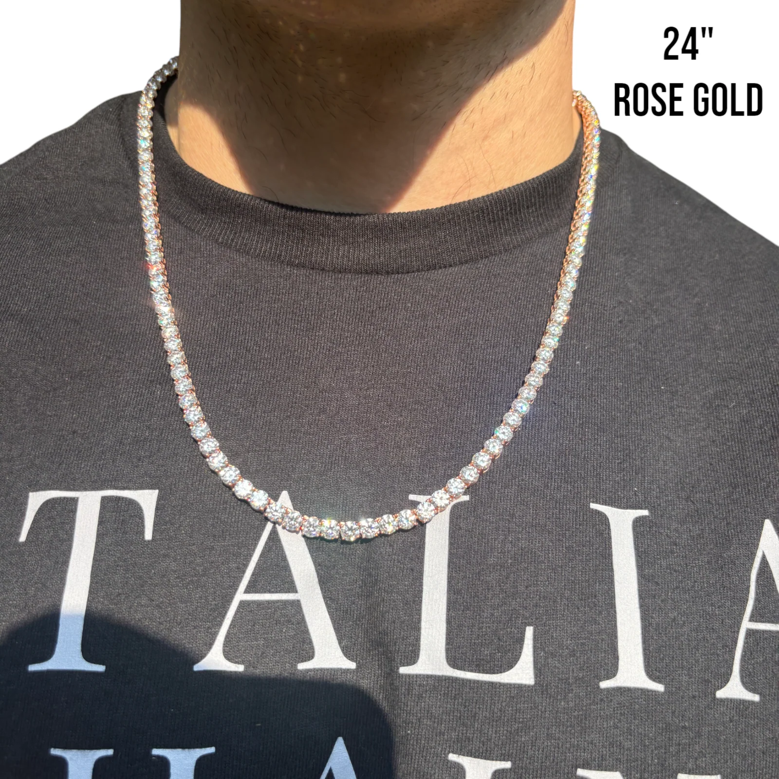 925 Sterling Silver 5mm Tennis Chain Necklace - CZ Or Moissanite - Image 20