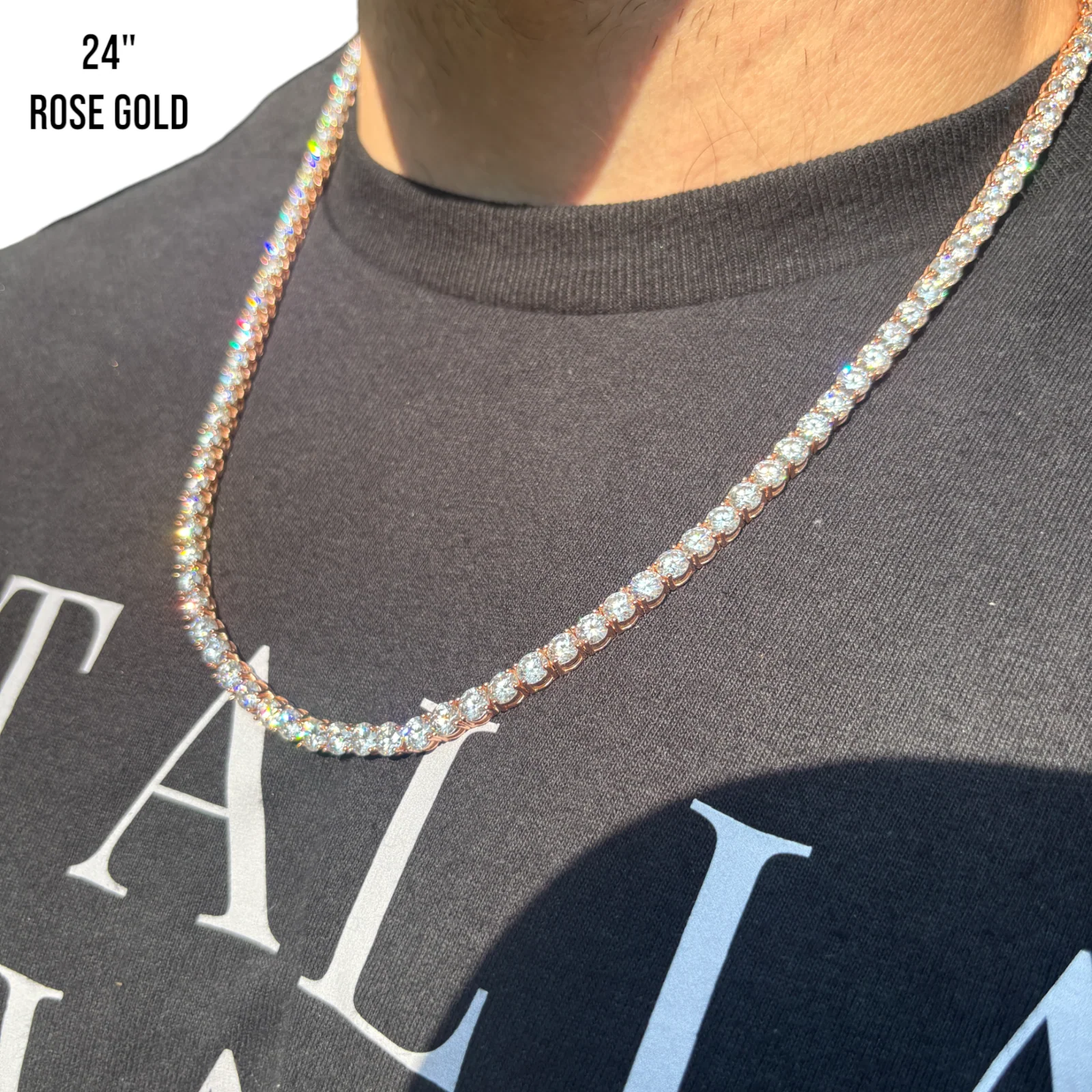 925 Sterling Silver 5mm Tennis Chain Necklace - CZ Or Moissanite - Image 21