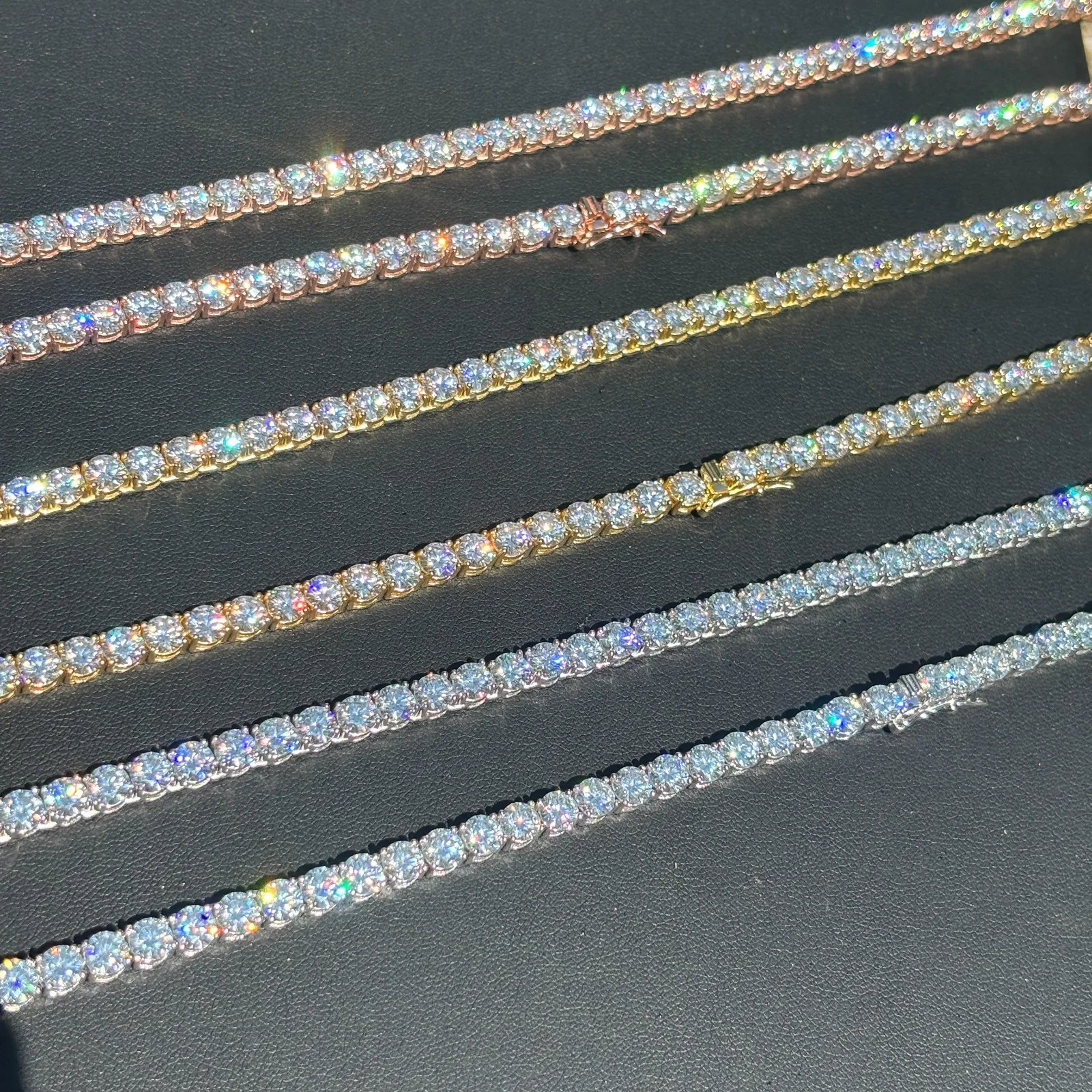 925 Sterling Silver 5mm Tennis Chain Necklace - CZ Or Moissanite - Image 4