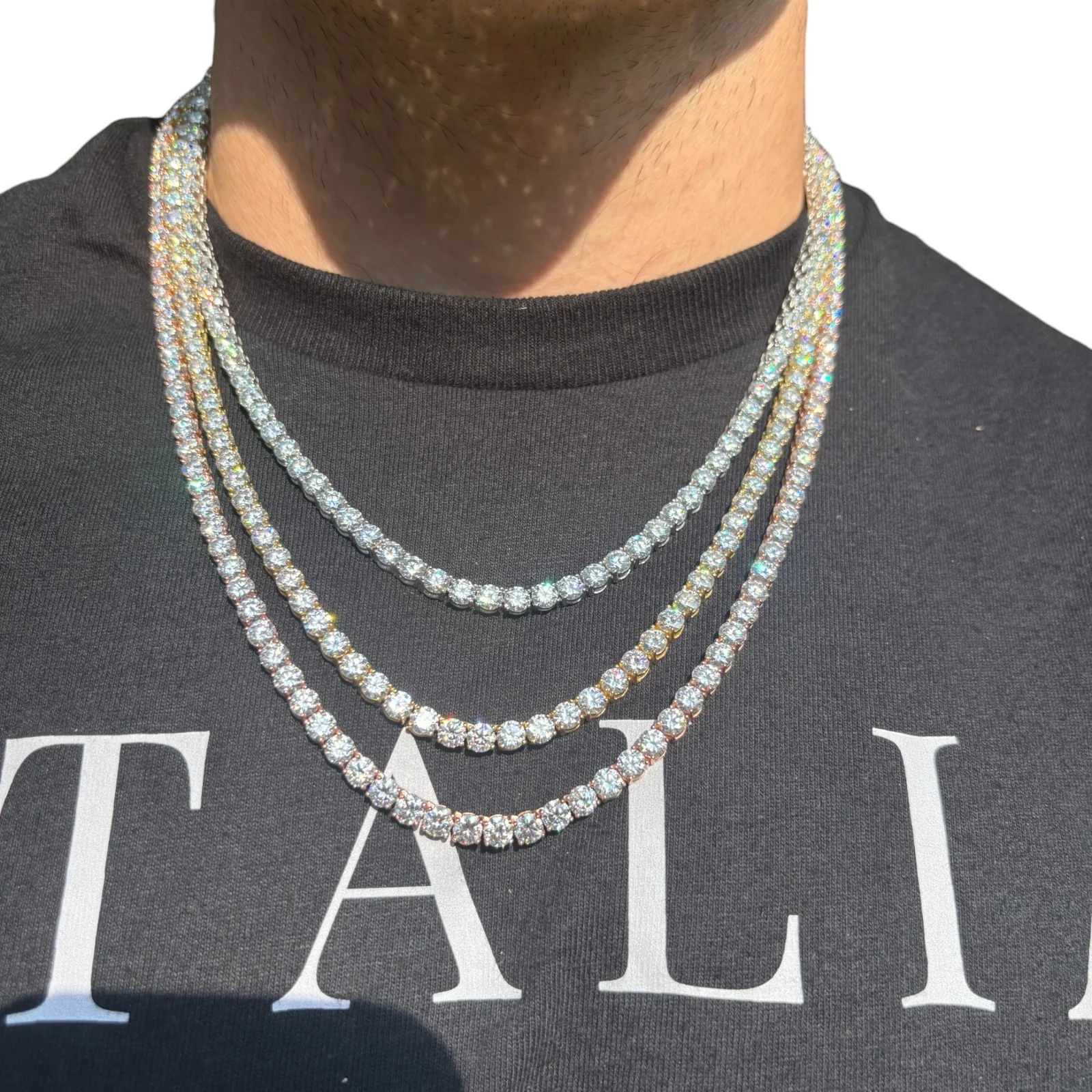 925 Sterling Silver 5mm Tennis Chain Necklace - CZ Or Moissanite - Image 5
