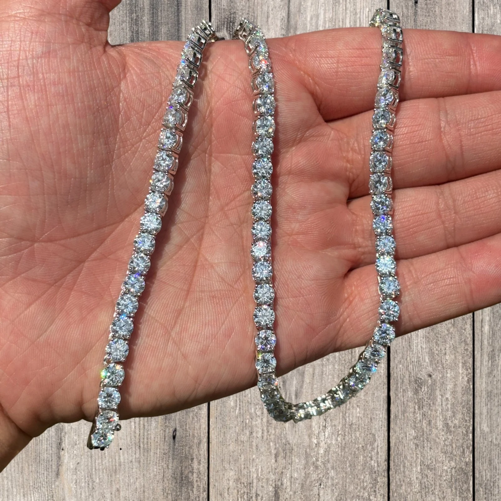 925 Sterling Silver 5mm Tennis Chain Necklace - CZ Or Moissanite - Image 7