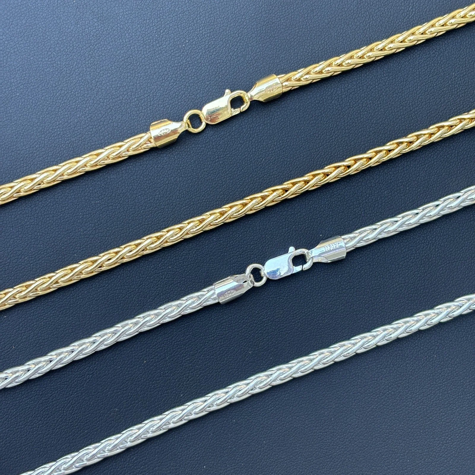 925 Sterling Silver 5mm Wheat Chain Necklace - Image 3