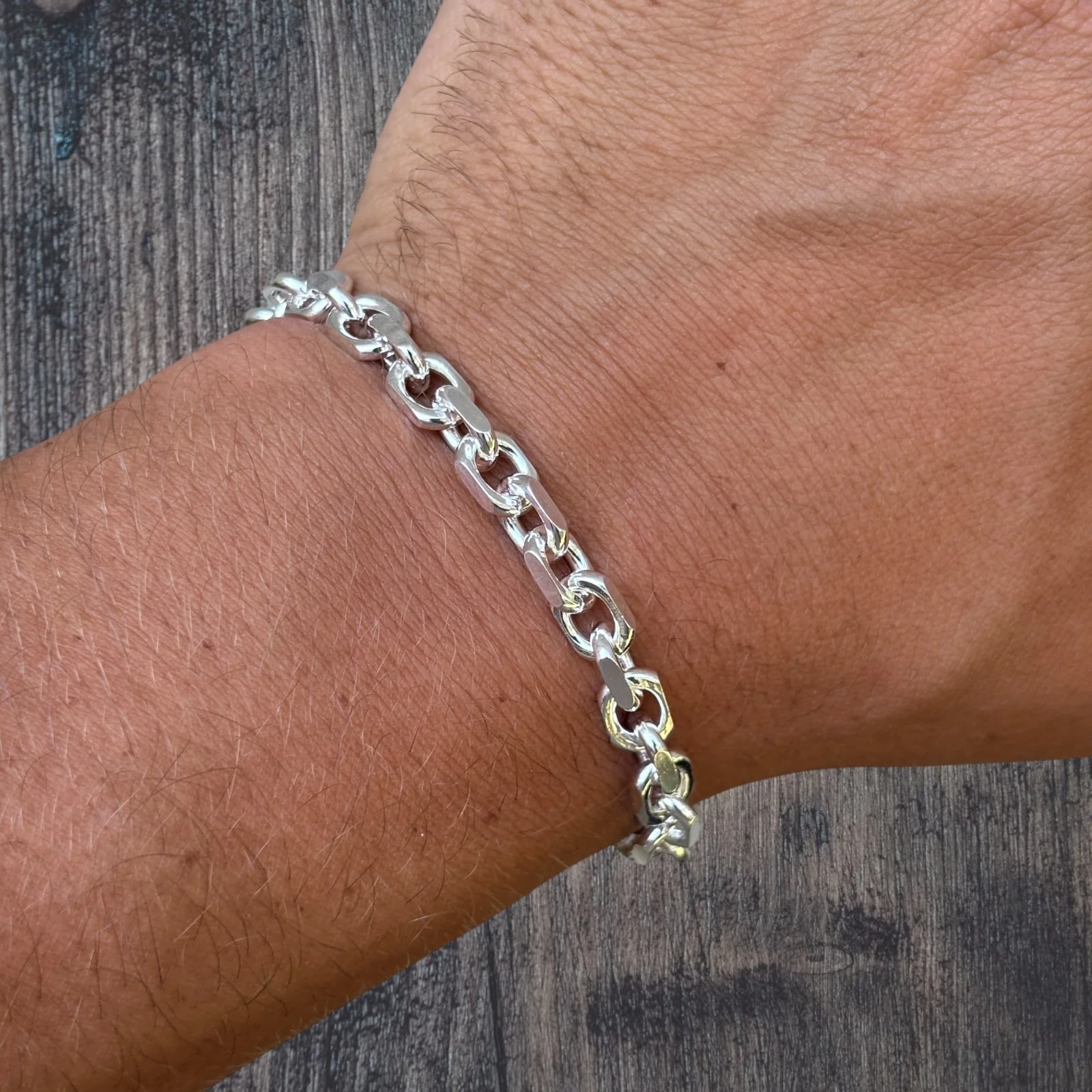 925 Sterling Silver 6mm Anchor Cable Bracelet - Image 10