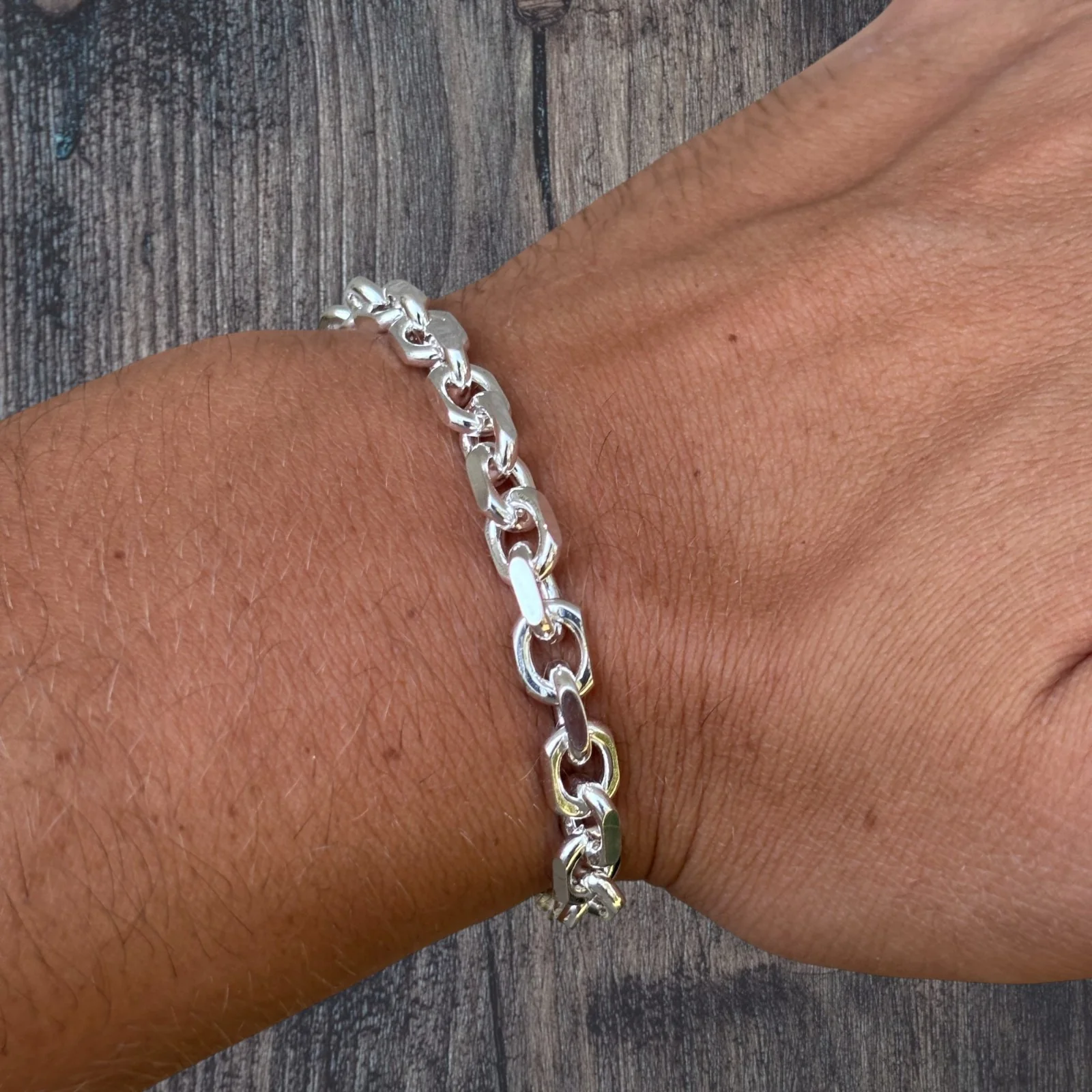 925 Sterling Silver 6mm Anchor Cable Bracelet - Image 11