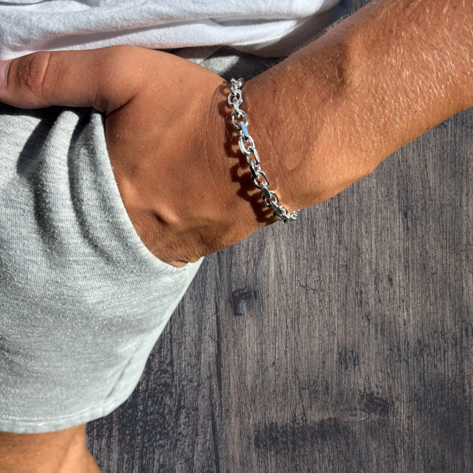 925 Sterling Silver 6mm Anchor Cable Bracelet - Image 12