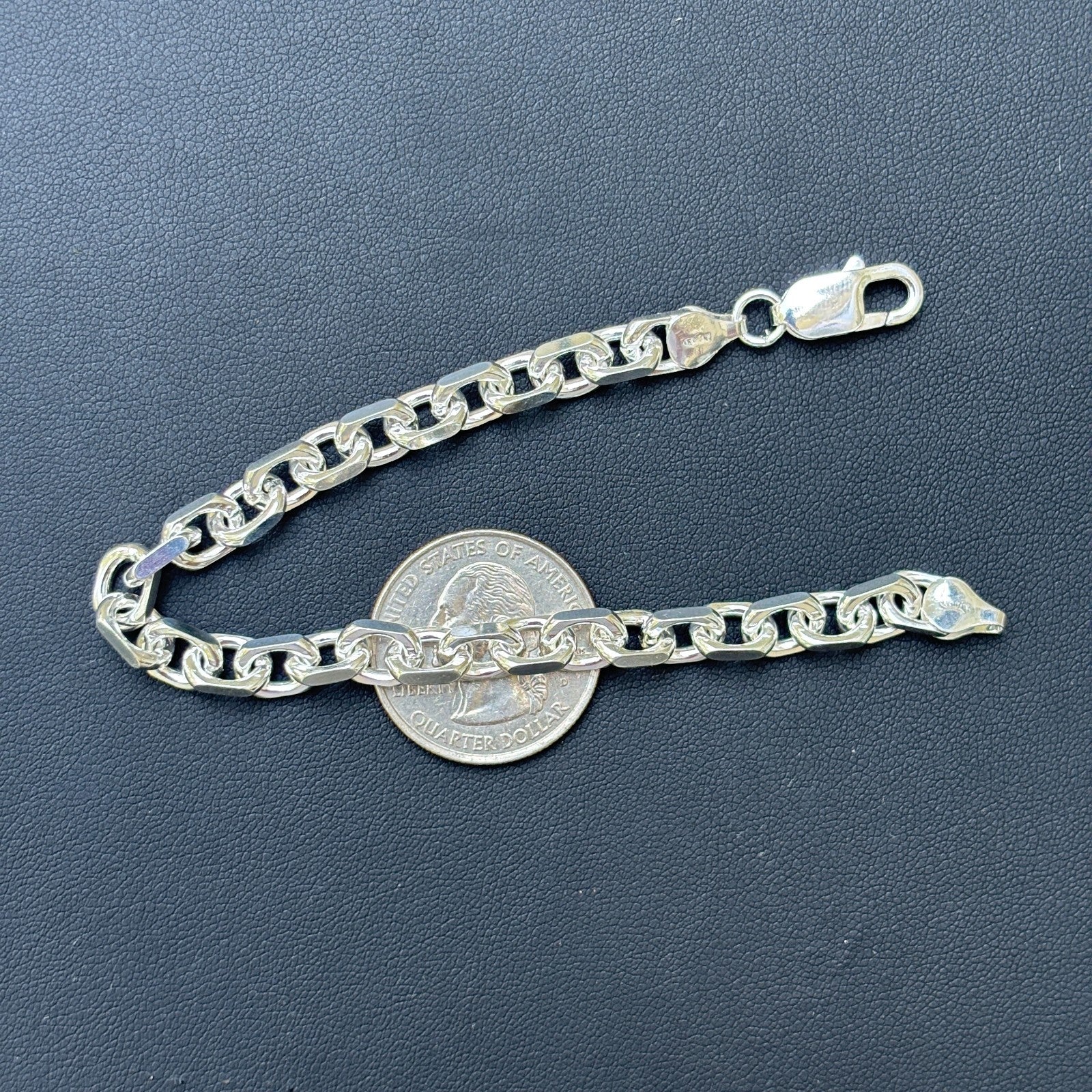 925 Sterling Silver 6mm Anchor Cable Bracelet - Image 14