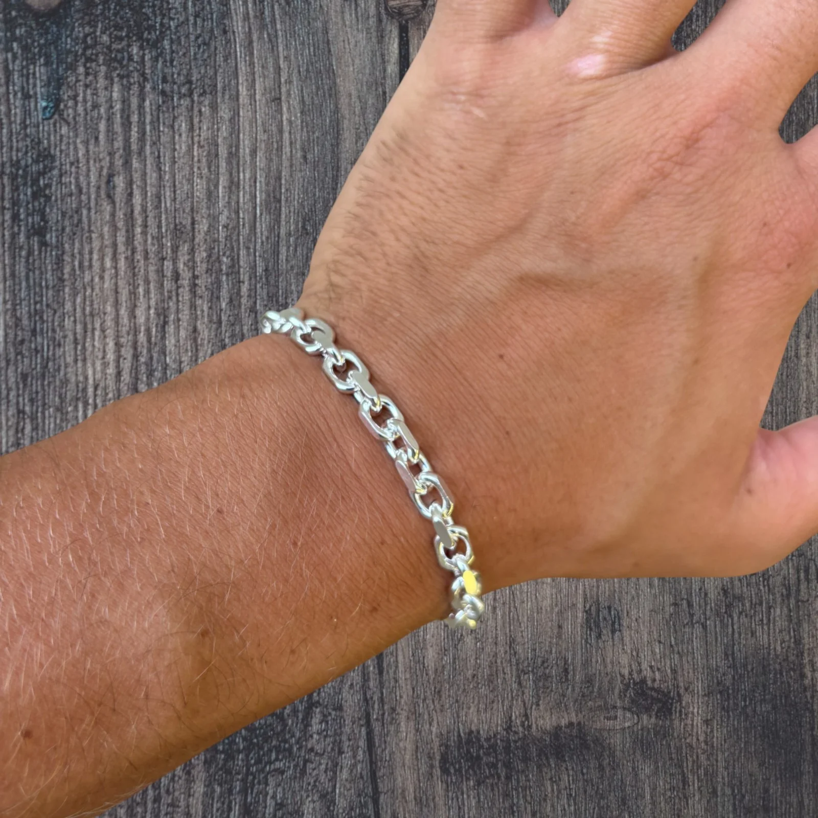 925 Sterling Silver 6mm Anchor Cable Bracelet - Image 15