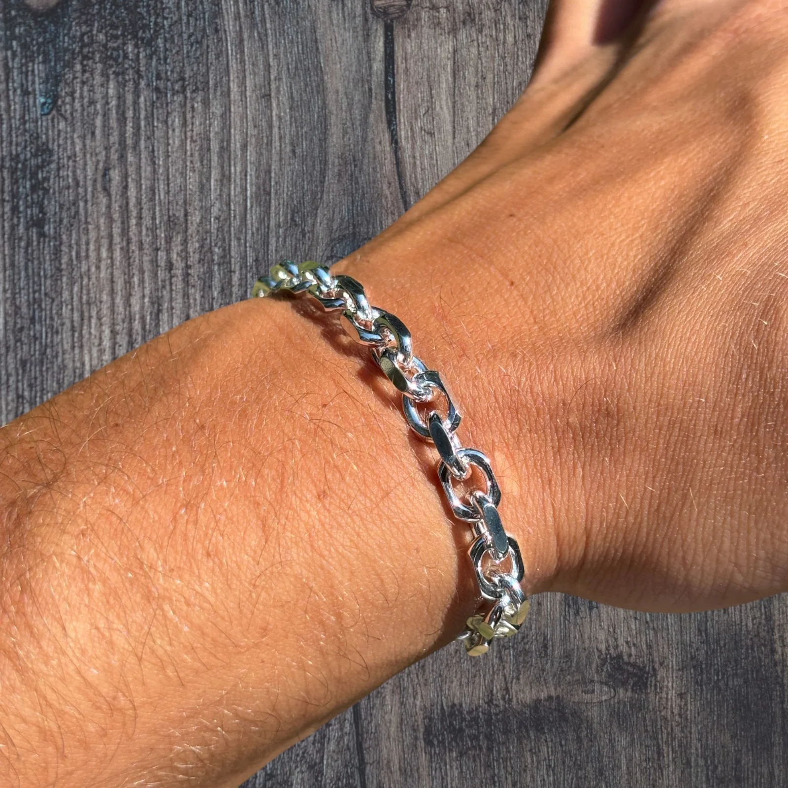 925 Sterling Silver 6mm Anchor Cable Bracelet - Image 7