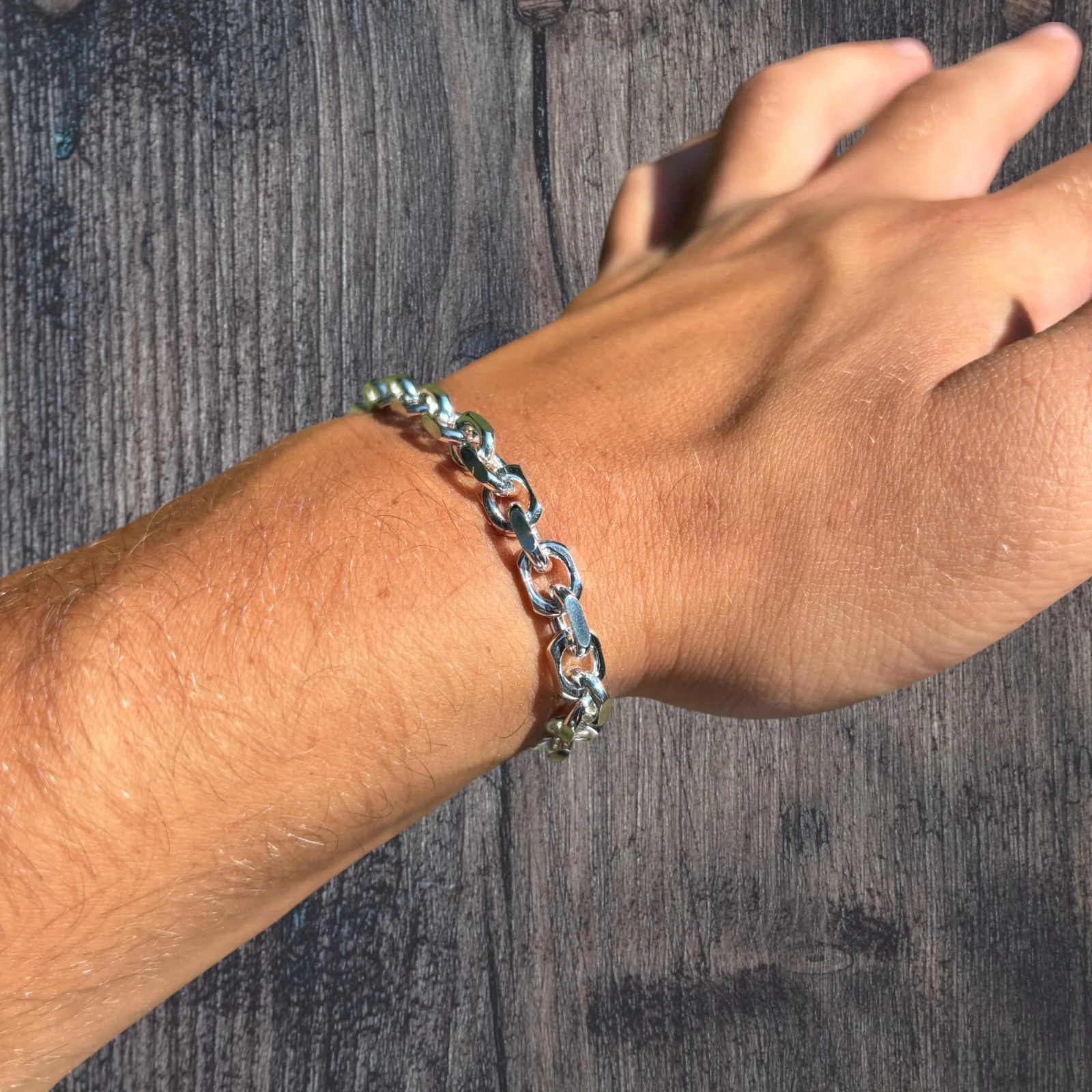 925 Sterling Silver 6mm Anchor Cable Bracelet - Image 9