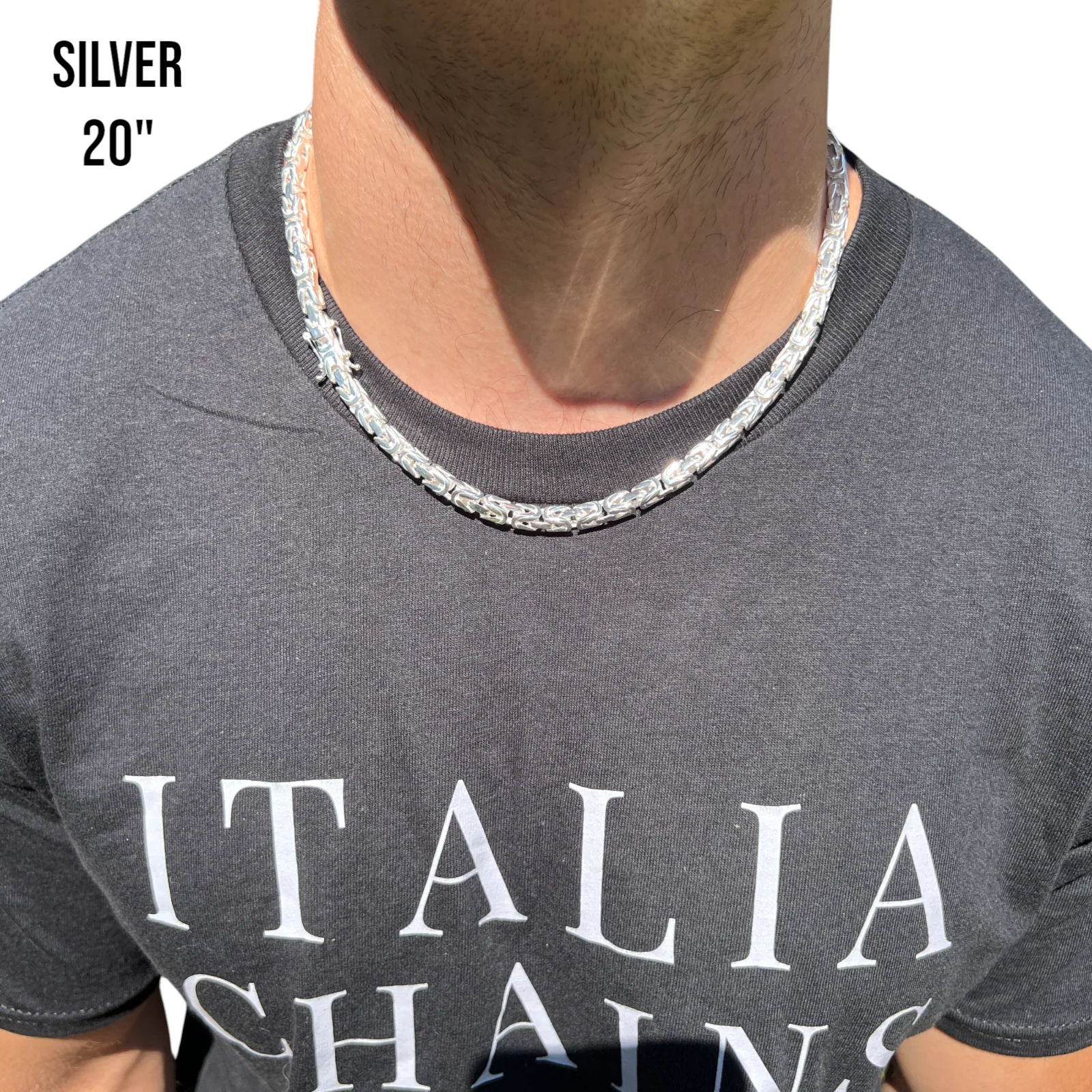 925 Sterling Silver 6mm Byzantine W. Box Clasp Chain Necklace - Image 11