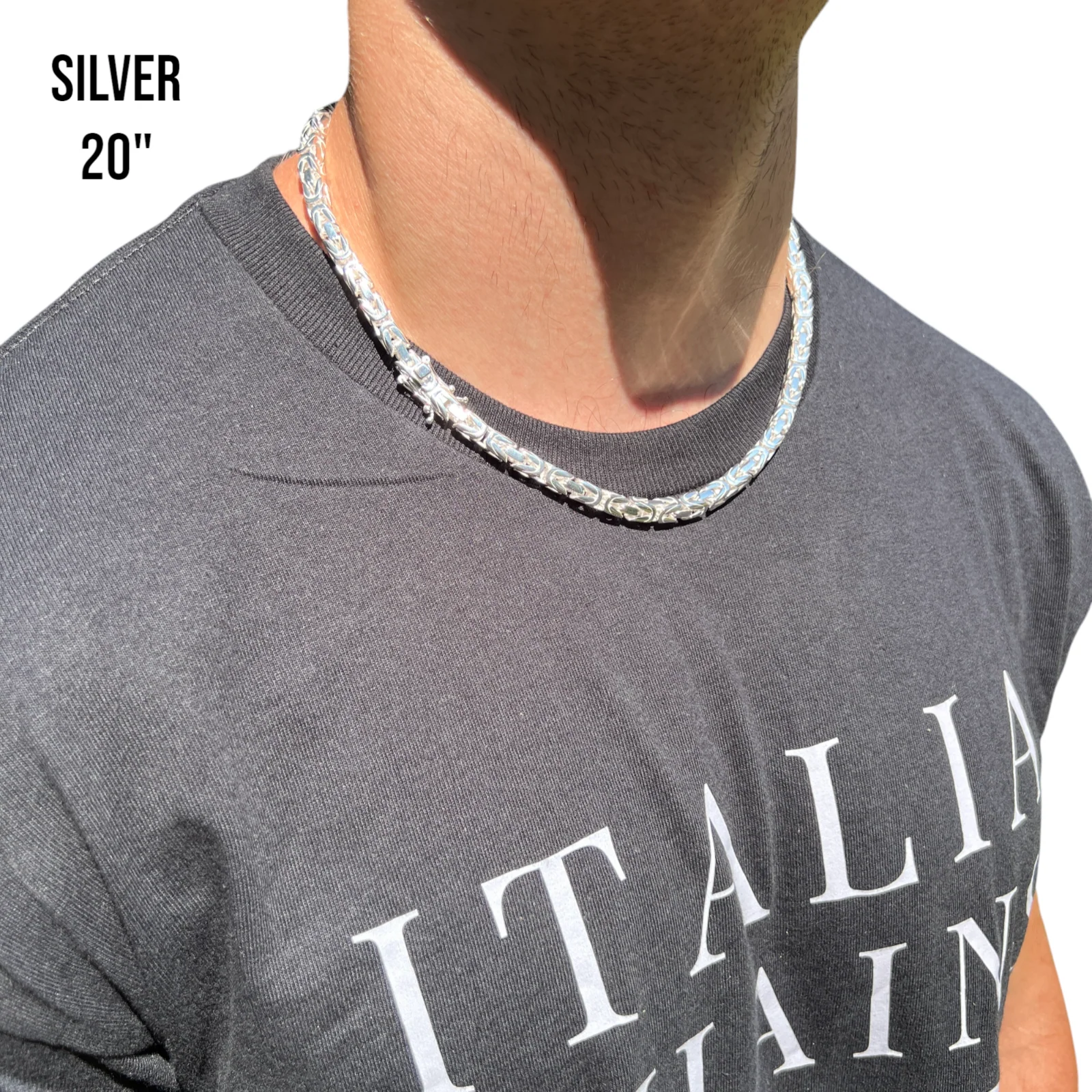 925 Sterling Silver 6mm Byzantine W. Box Clasp Chain Necklace - Image 12