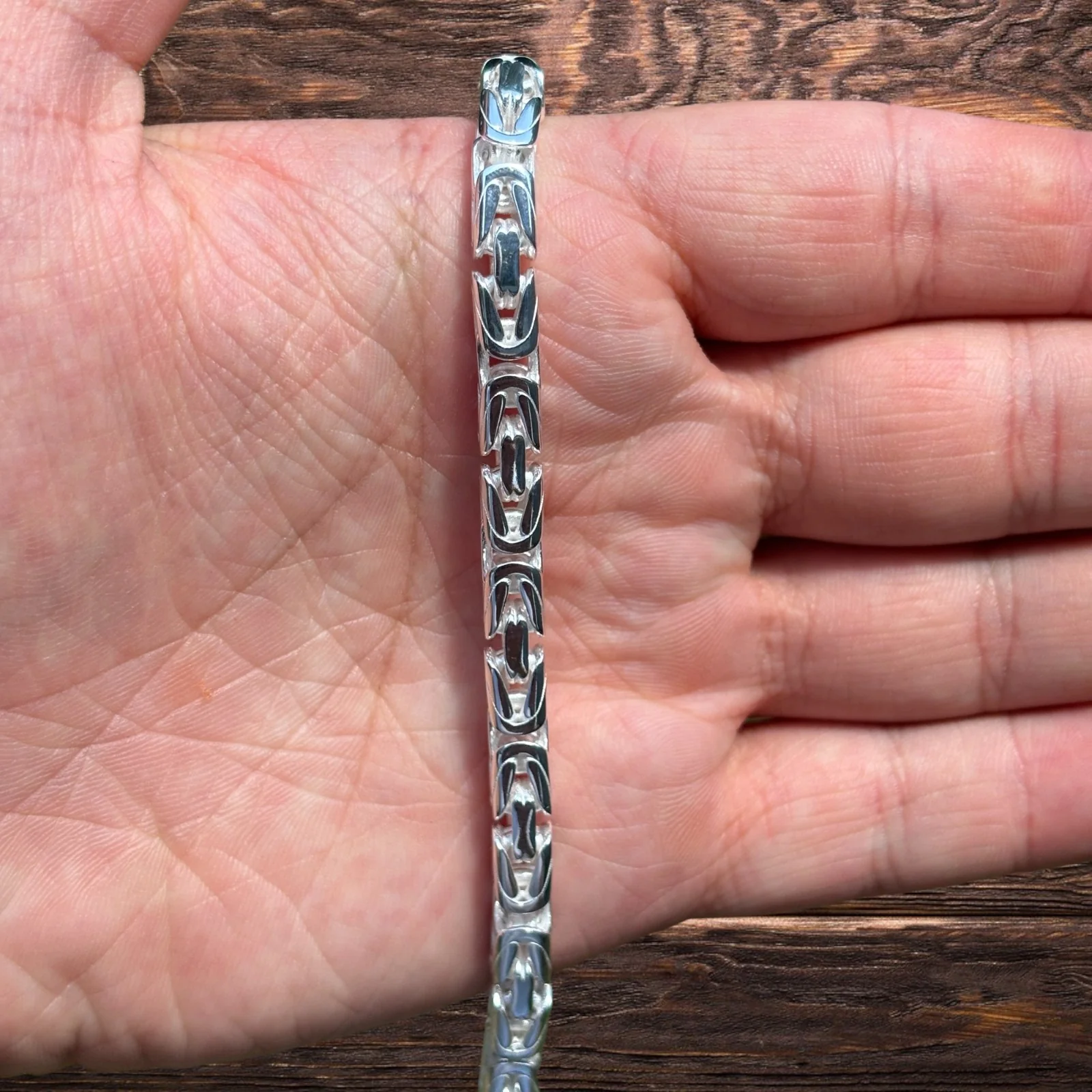 925 Sterling Silver 6mm Byzantine W. Box Clasp Chain Necklace - Image 3
