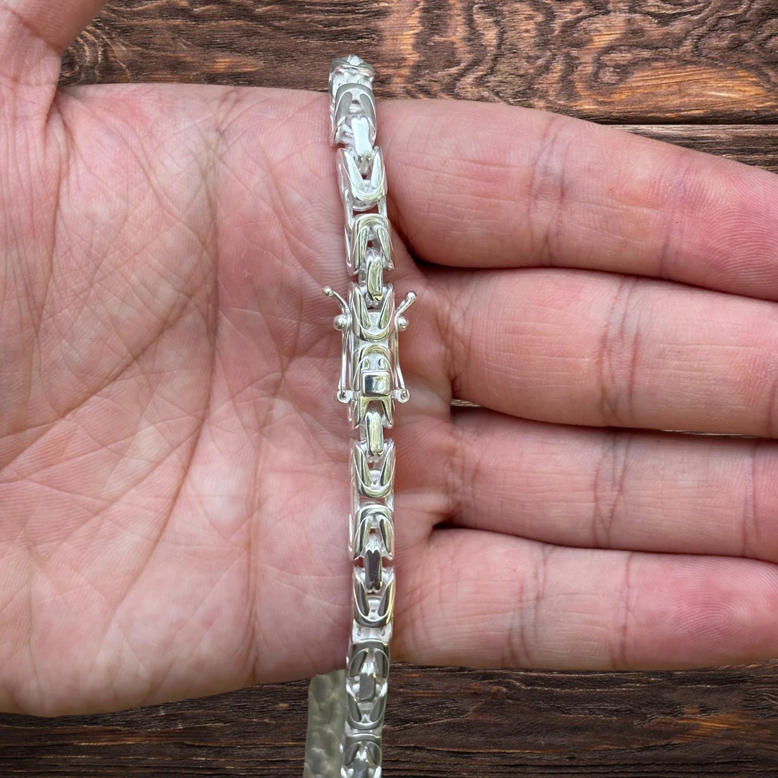 925 Sterling Silver 6mm Byzantine W. Box Clasp Chain Necklace - Image 6