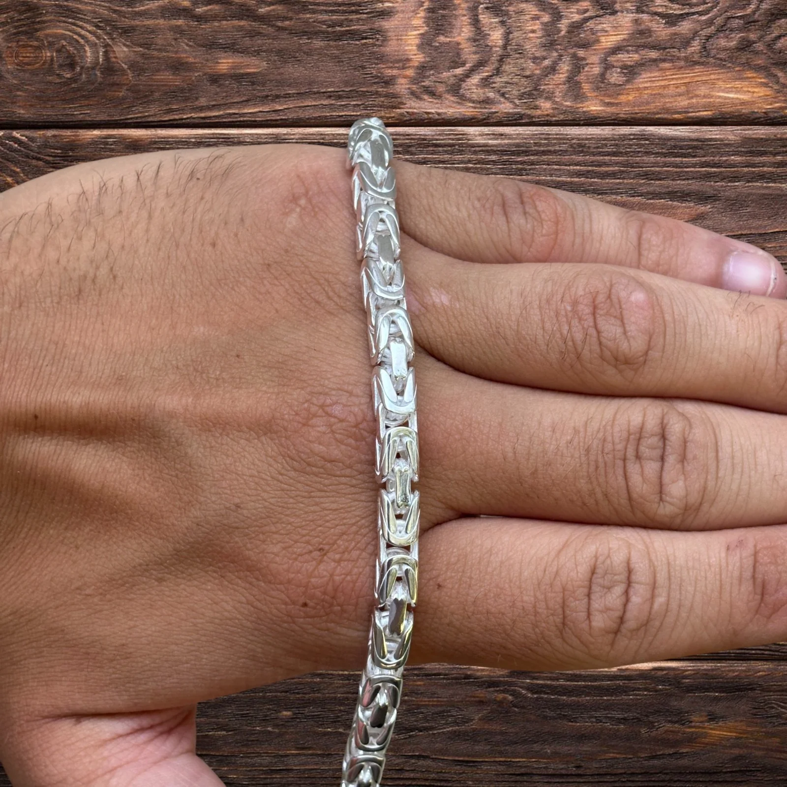 925 Sterling Silver 6mm Byzantine W. Box Clasp Chain Necklace - Image 8
