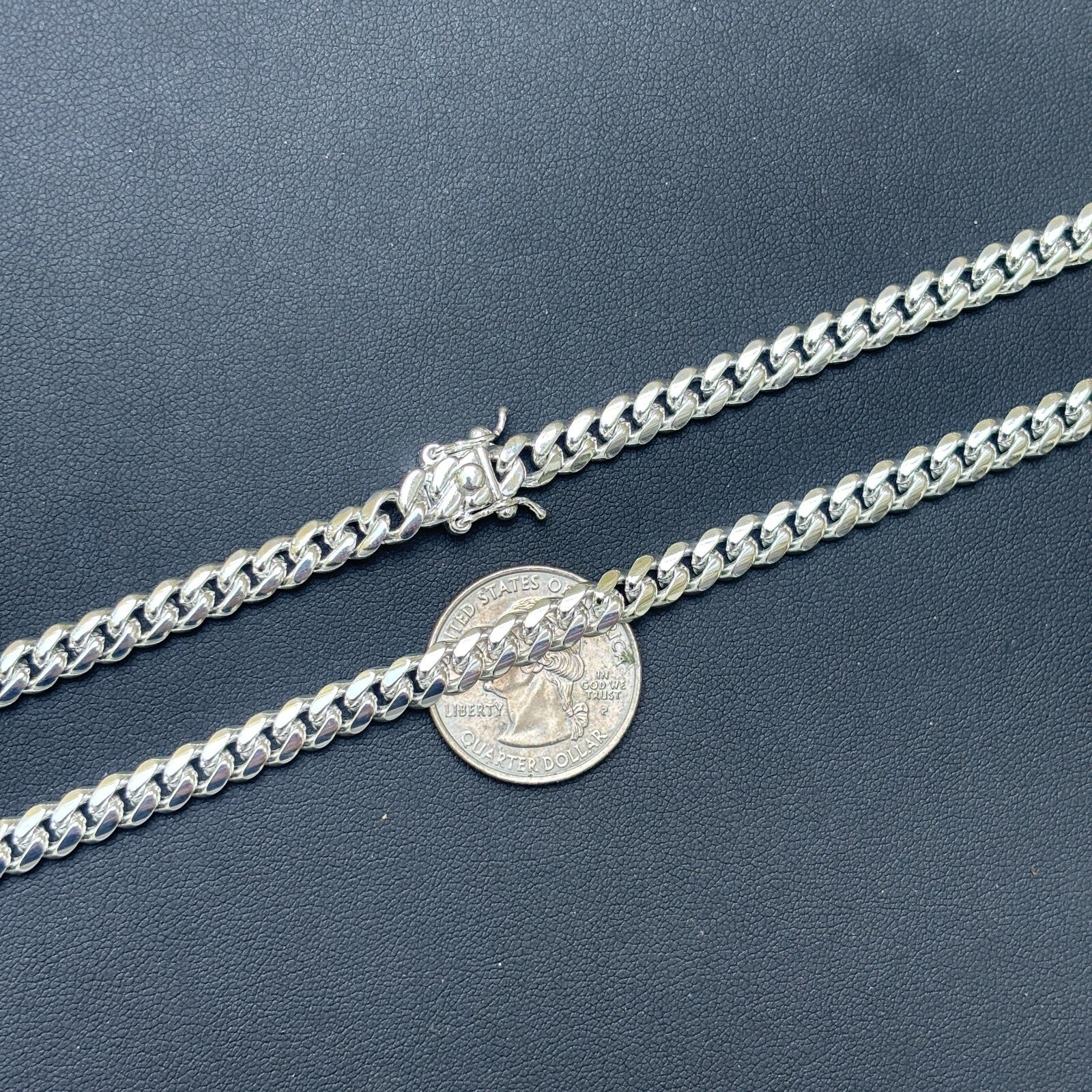 925 Sterling Silver 6mm Miami Cuban W. Box Clasp Chain Necklace - Image 11
