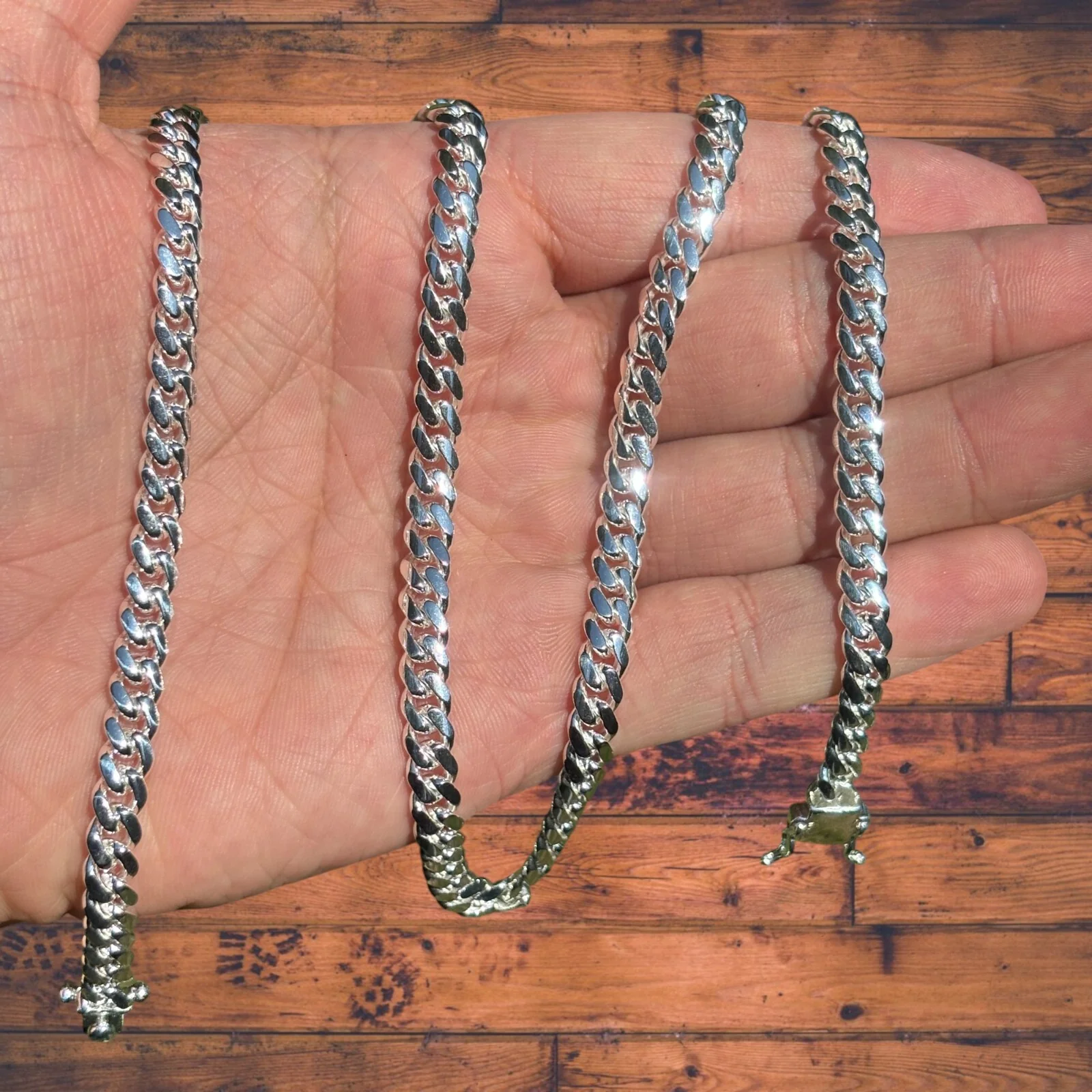 925 Sterling Silver 6mm Miami Cuban W. Box Clasp Chain Necklace - Image 6