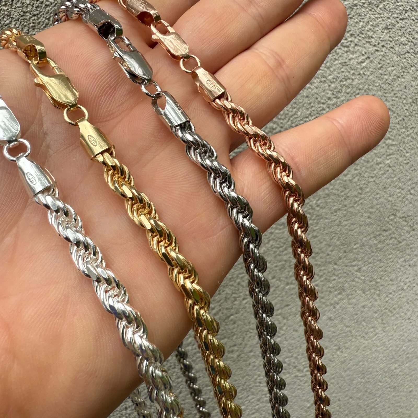 925 Sterling Silver 6mm Diamond Cut Rope Chain Necklace - Image 12