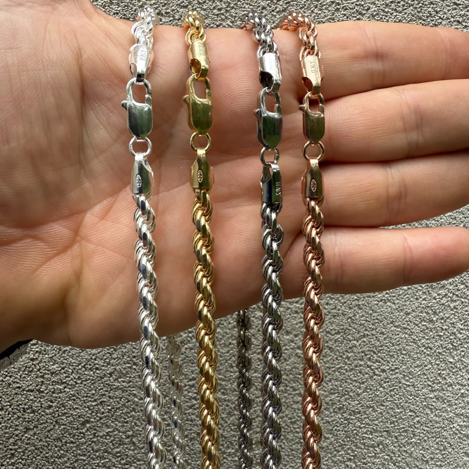 925 Sterling Silver 6mm Diamond Cut Rope Chain Necklace - Image 13