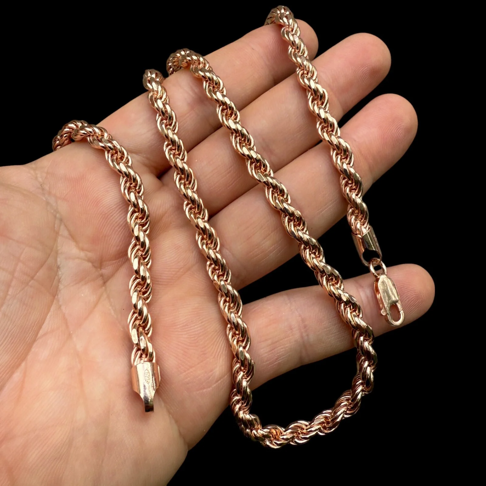 925 Sterling Silver 6mm Diamond Cut Rope Chain Necklace - Image 16